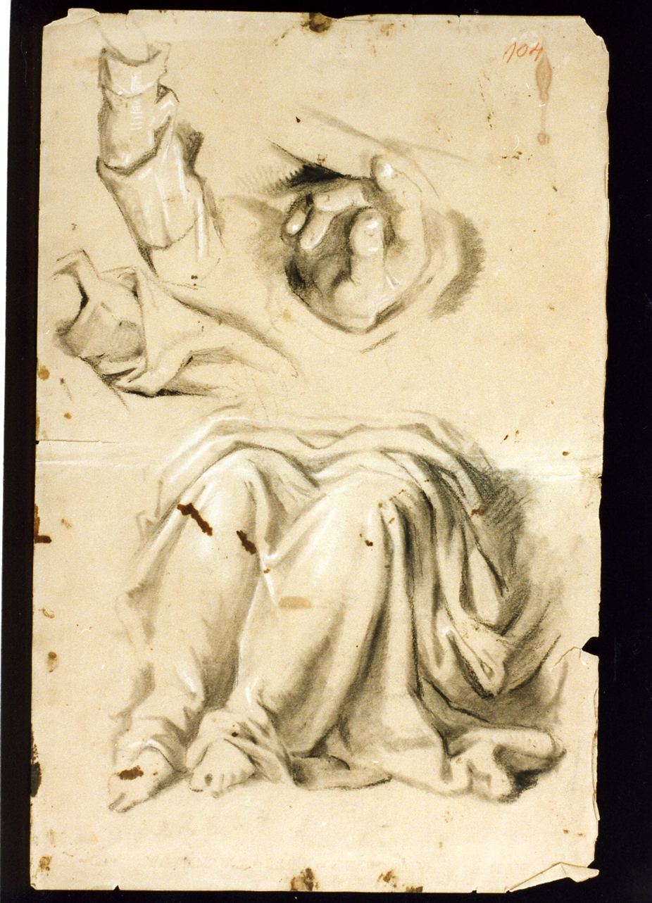 studio di panneggi e mani (disegno) di De Vivo Tommaso (sec. XIX)