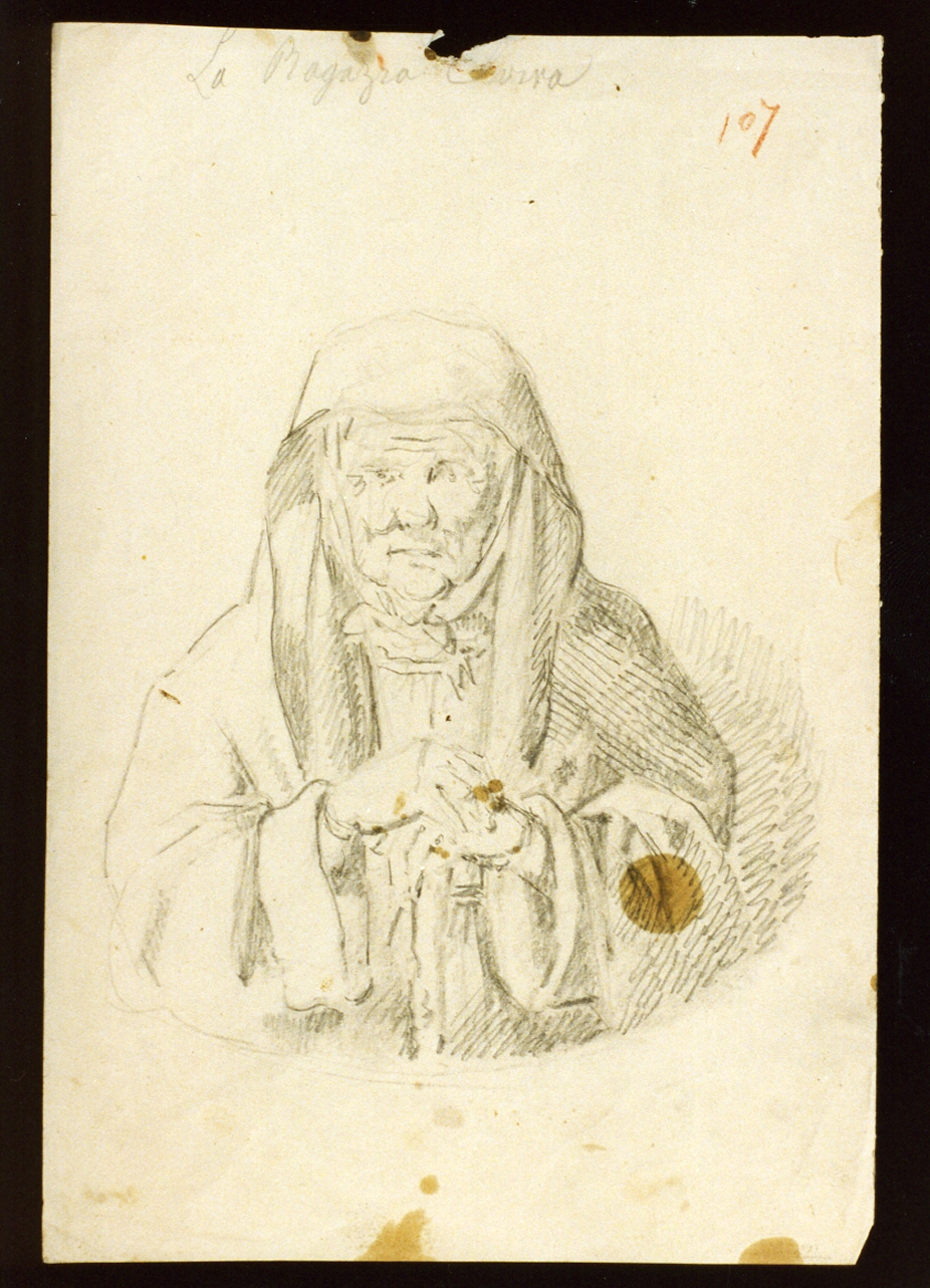 studio di monaca a mezza figura (disegno) di De Vivo Tommaso (sec. XIX)