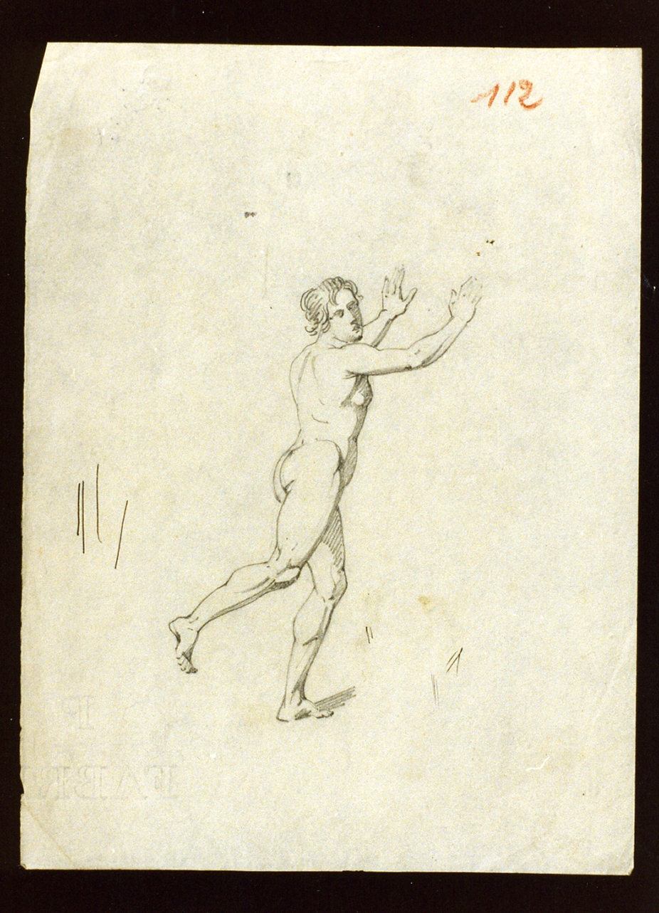studio di figura maschile di spalle (disegno) di De Vivo Tommaso (sec. XIX)