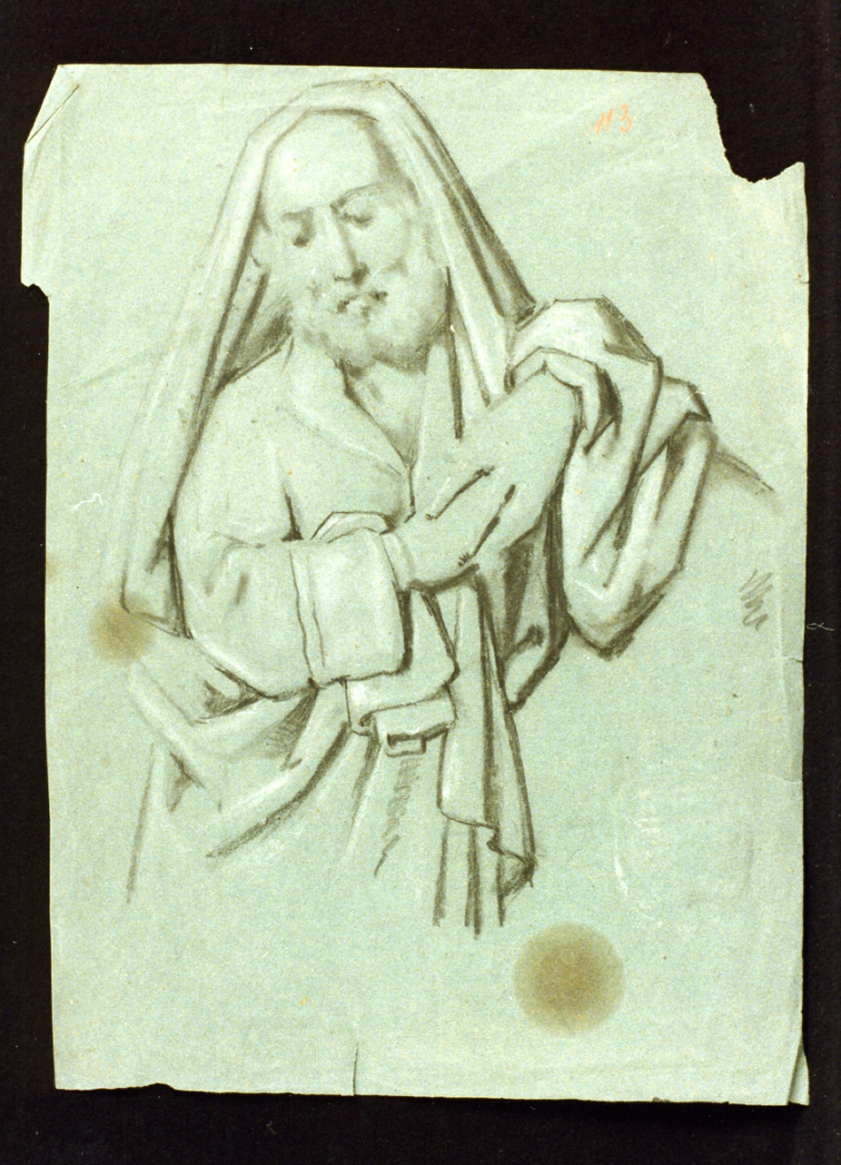 studio di figura maschile barbuta (disegno) di De Vivo Tommaso (sec. XIX)