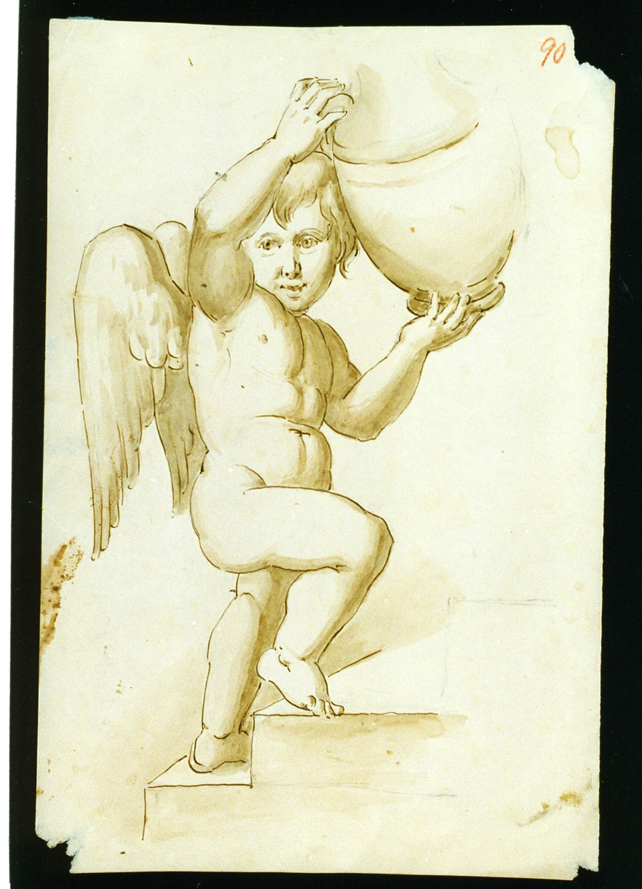 studio di putto con vaso (disegno) di De Vivo Tommaso (sec. XIX)