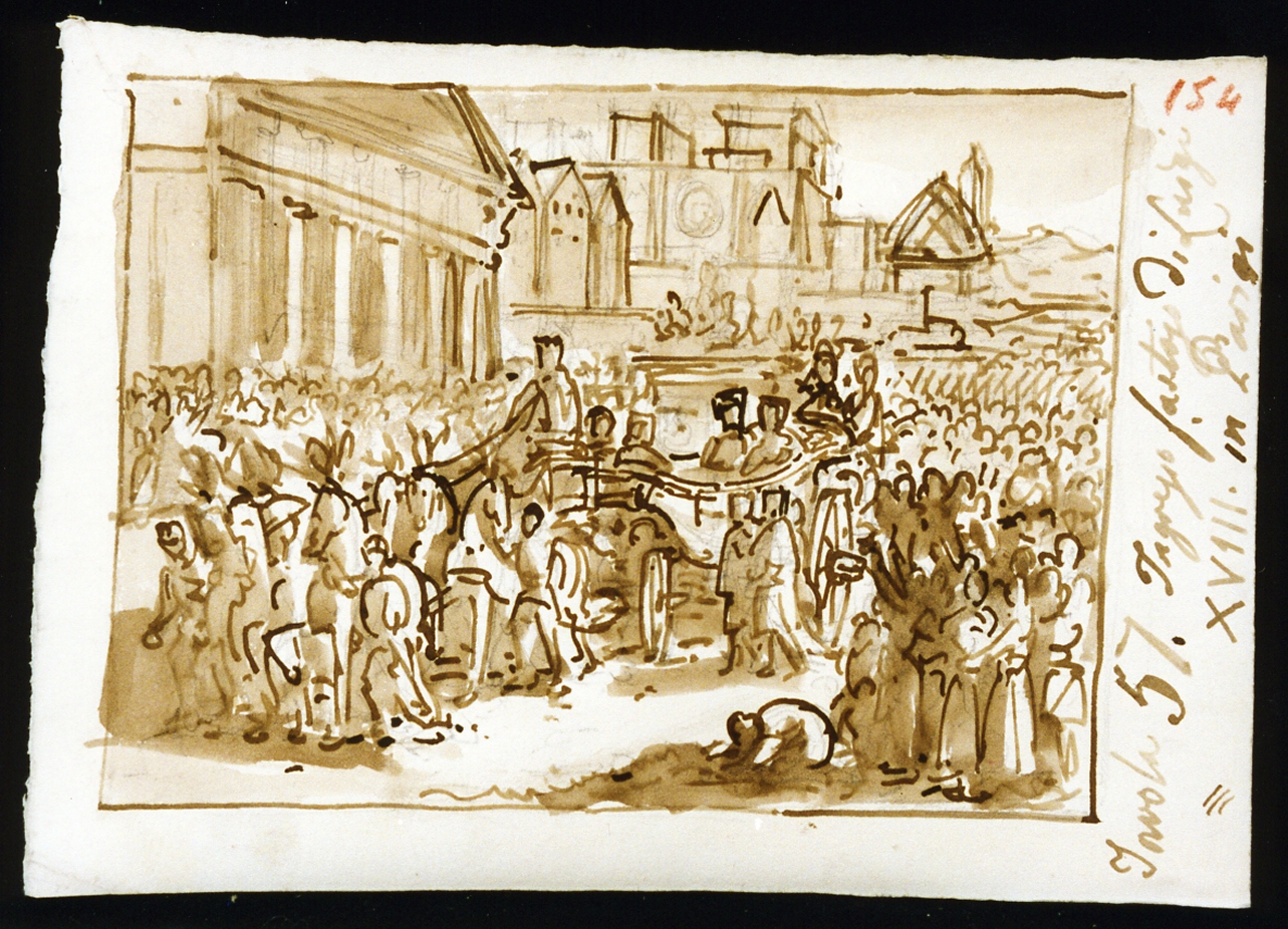 ingresso di Luigi XVIII a Parigi (disegno) di De Vivo Tommaso (sec. XIX)