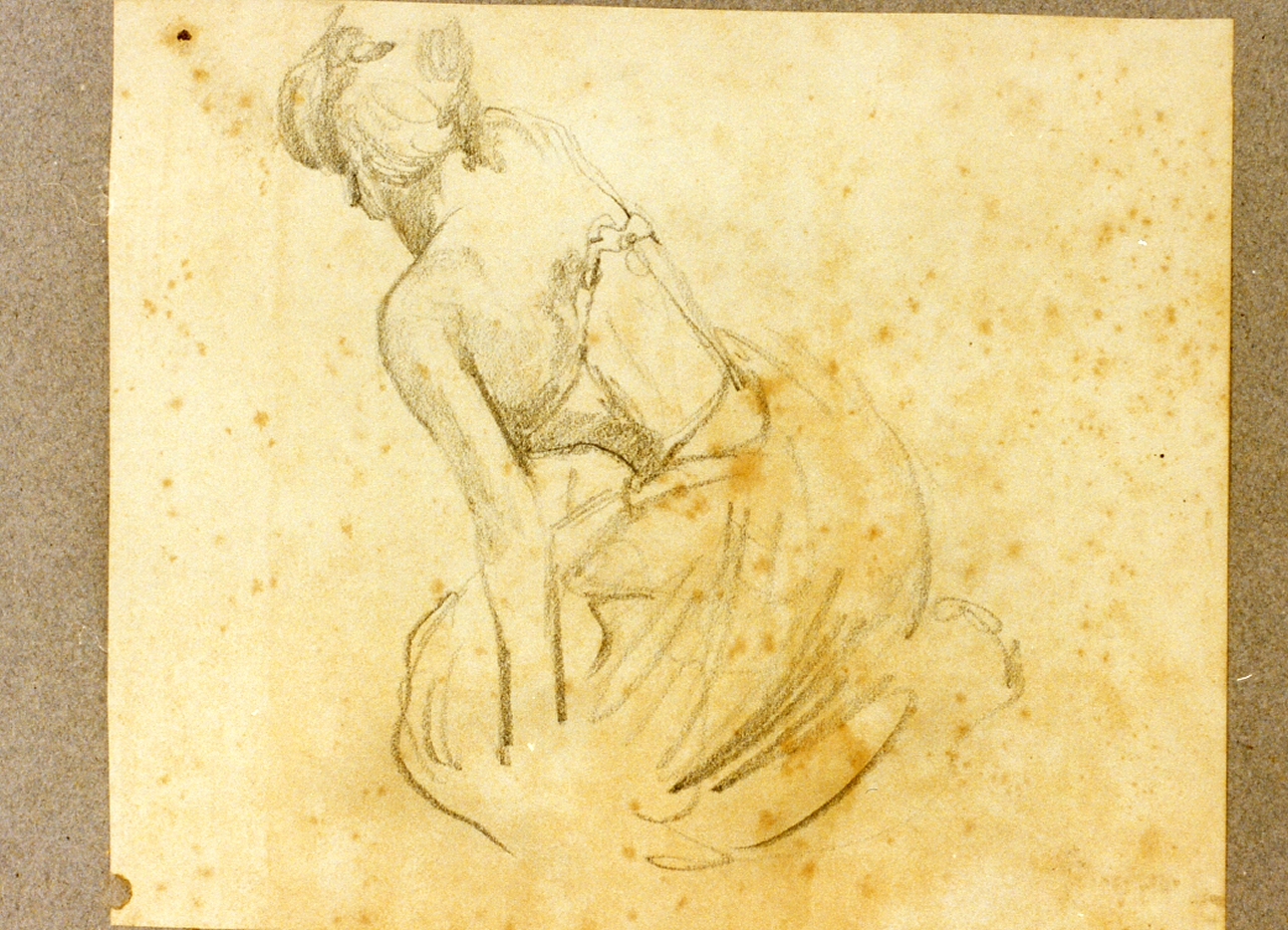 studio di donna seduta di spalle (disegno) di Dalbono Eduardo (fine/inizio secc. XIX/ XX)