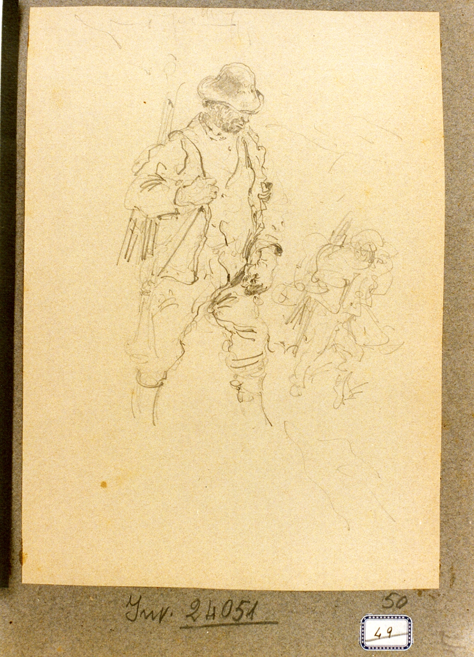 studio di cacciatore (disegno) di Dalbono Eduardo (fine/inizio secc. XIX/ XX)