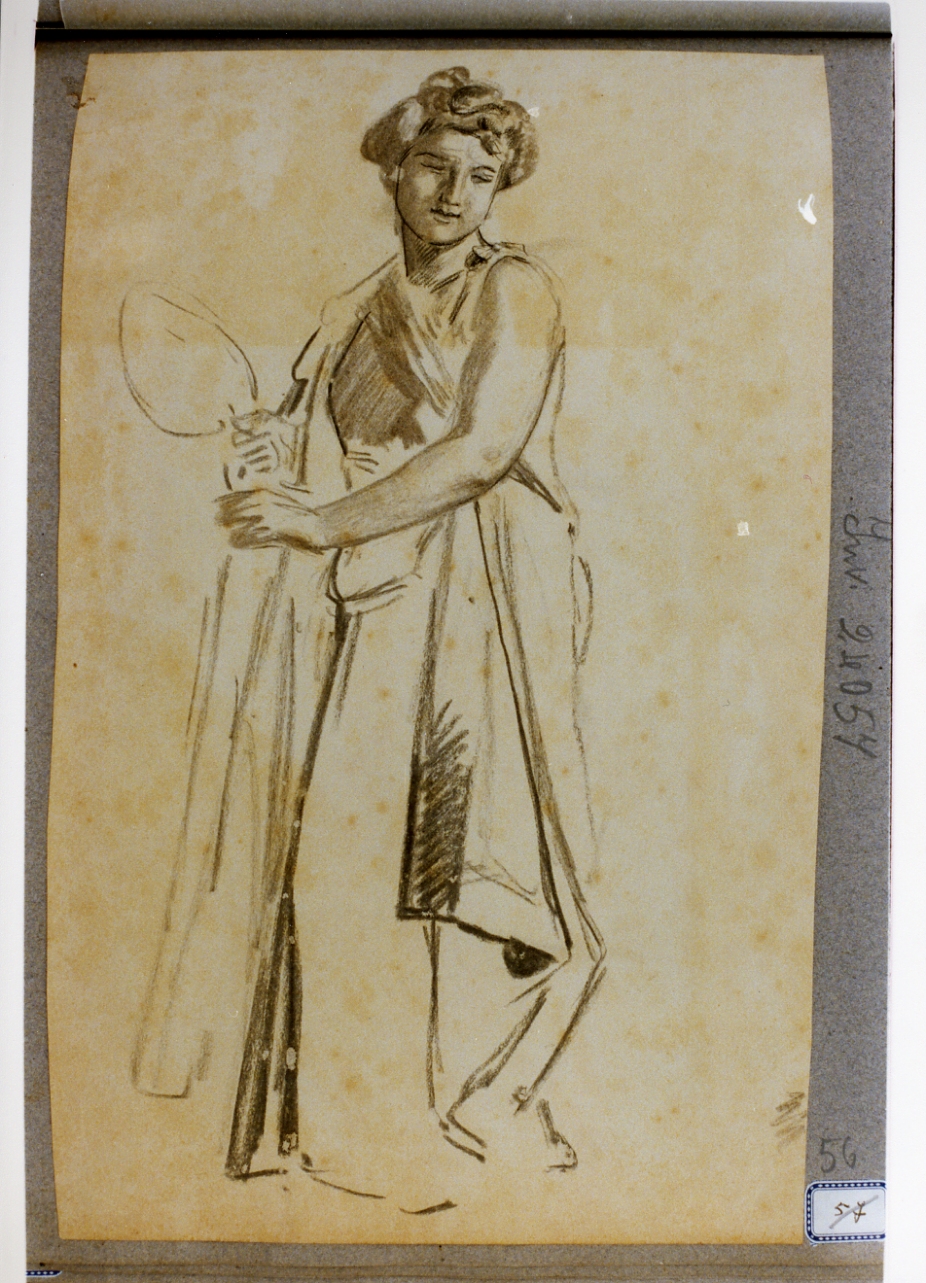 studio di donna con ventaglio (disegno) di Dalbono Eduardo (fine/inizio secc. XIX/ XX)