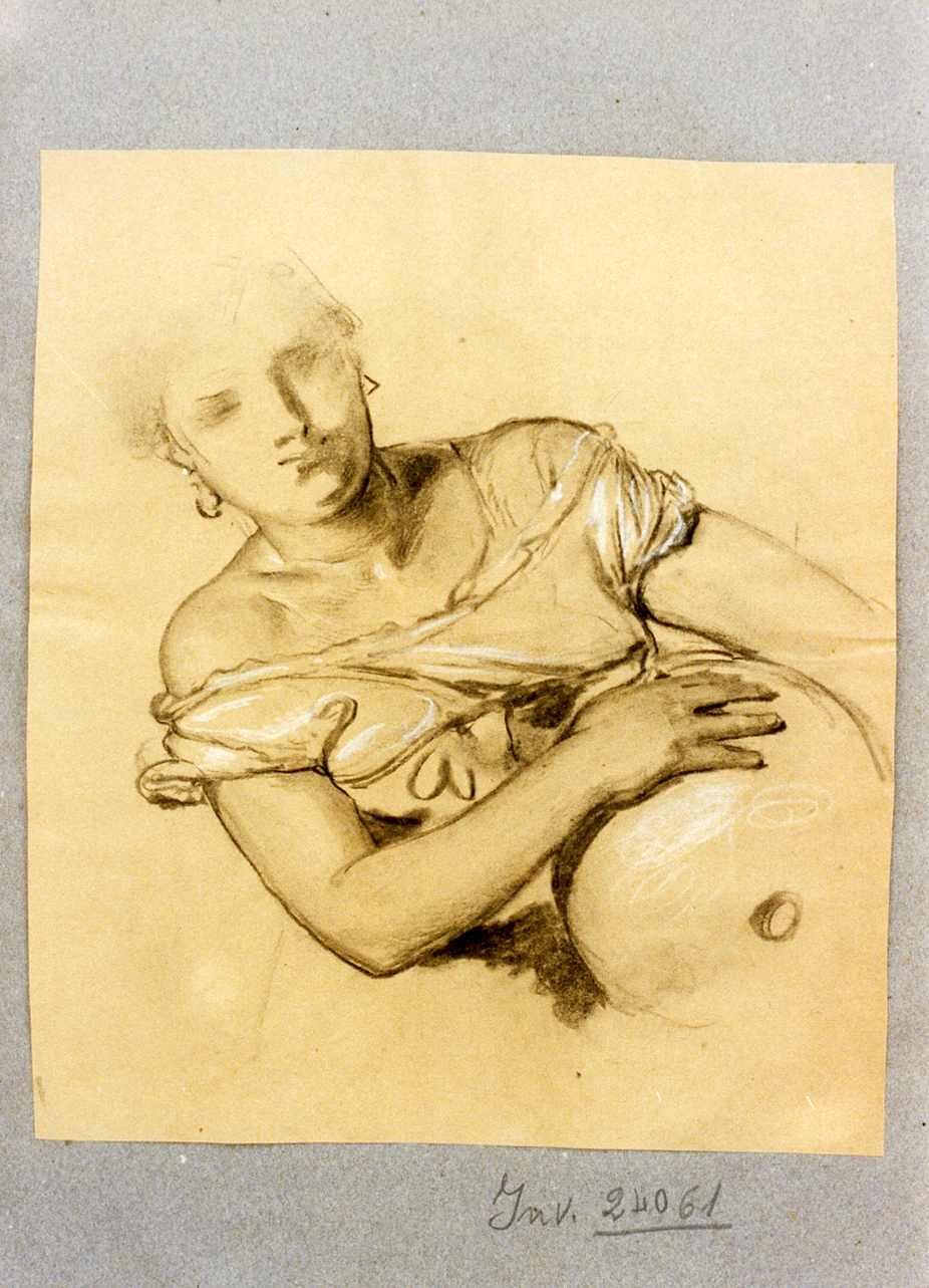 studio di donna con otre (disegno) di Dalbono Eduardo (fine/inizio secc. XIX/ XX)