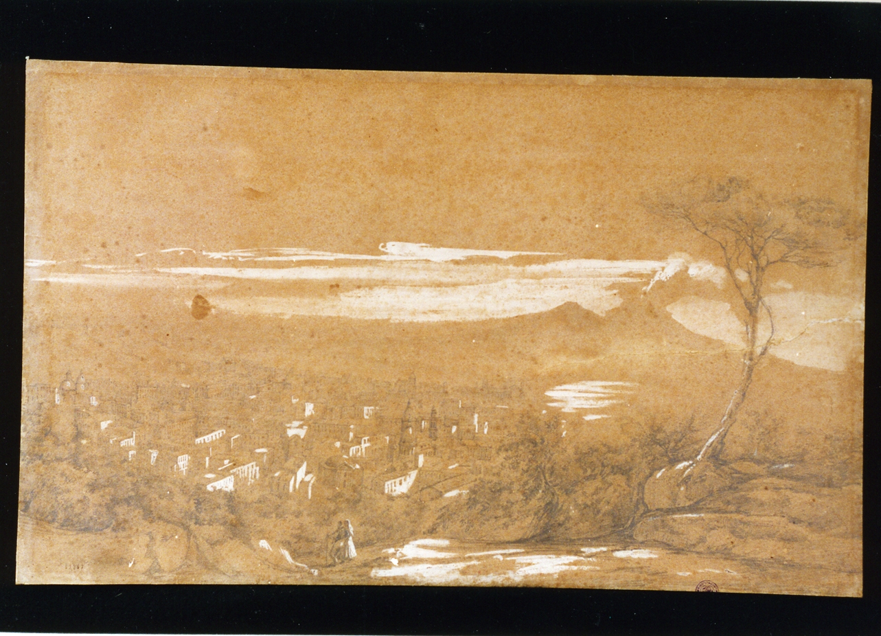 veduta di Napoli (disegno) di Lanza Giovanni Giordano (sec. XIX)