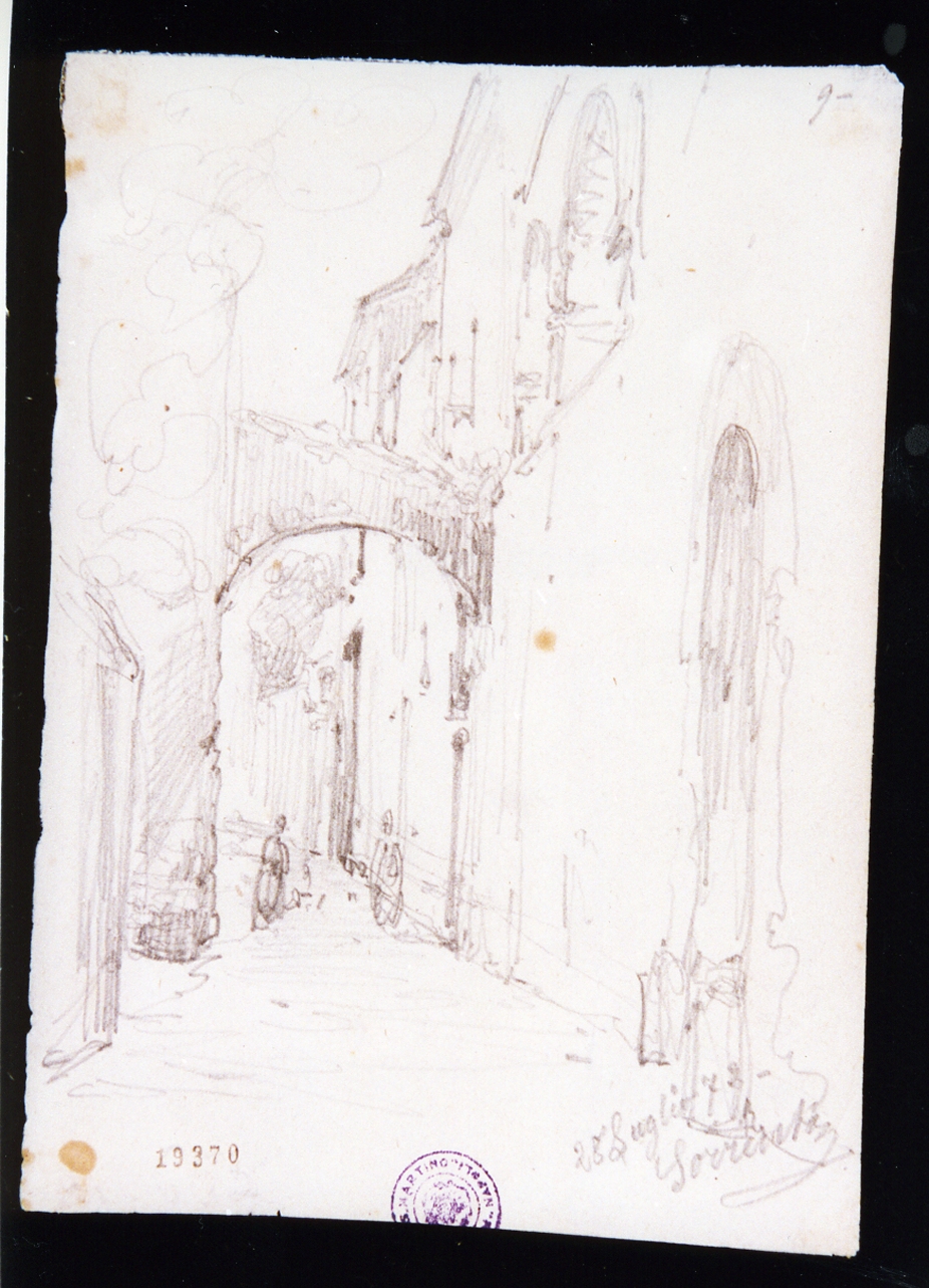 studio di una strada a Sorrento (disegno) di Lanza Giovanni Giordano (sec. XIX)
