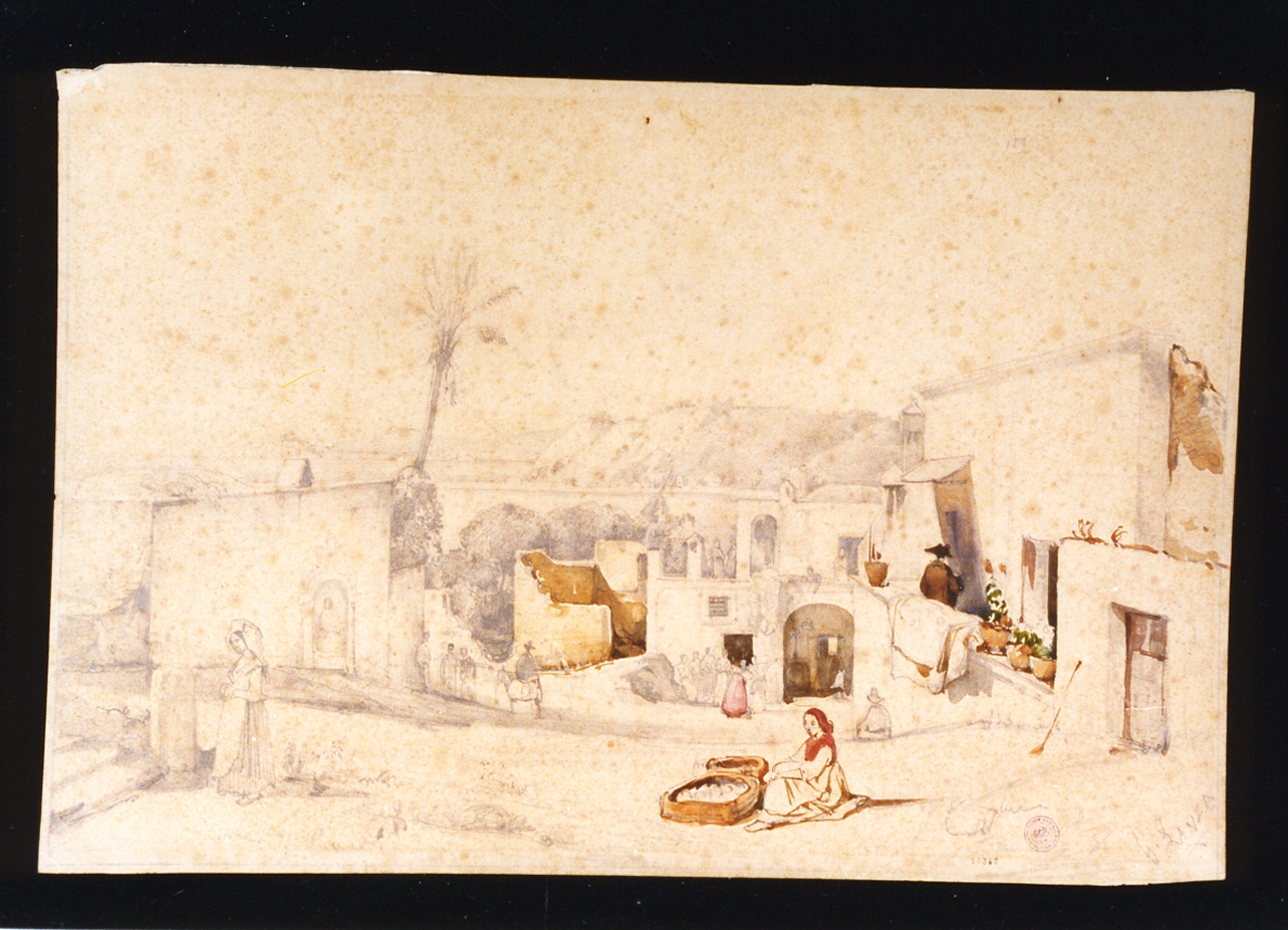 studio di case a Pozzuoli (disegno) di Lanza Giovanni Giordano (sec. XIX)