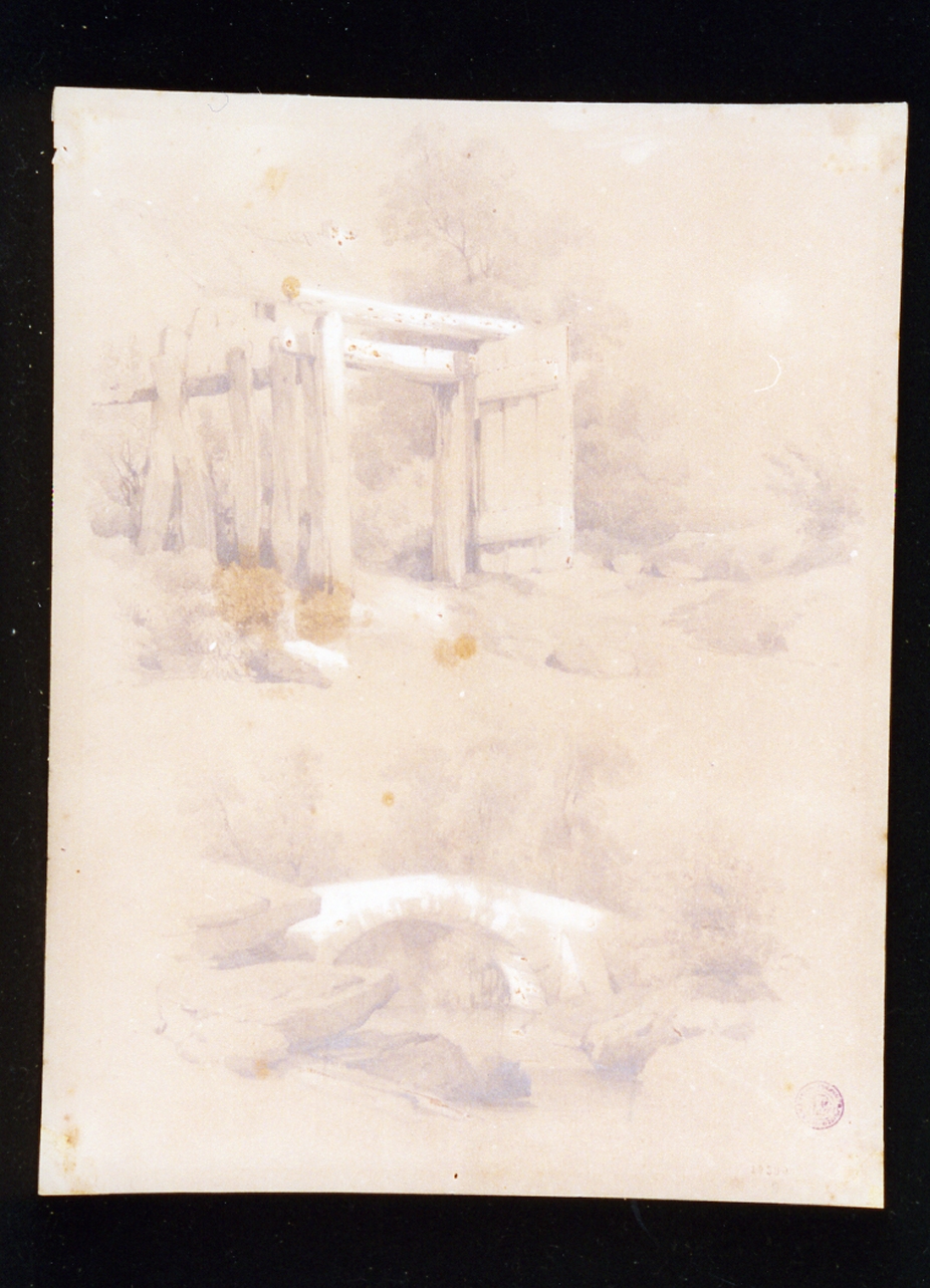 studio di paesaggio campestre (disegno) di Lanza Giovanni Giordano (sec. XIX)