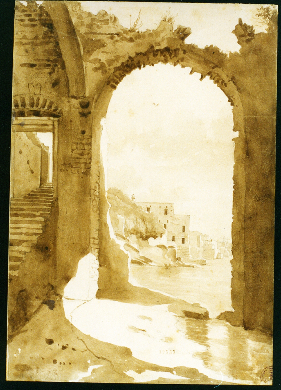 veduta da un arco (disegno) di Vianelli Achille (sec. XIX)