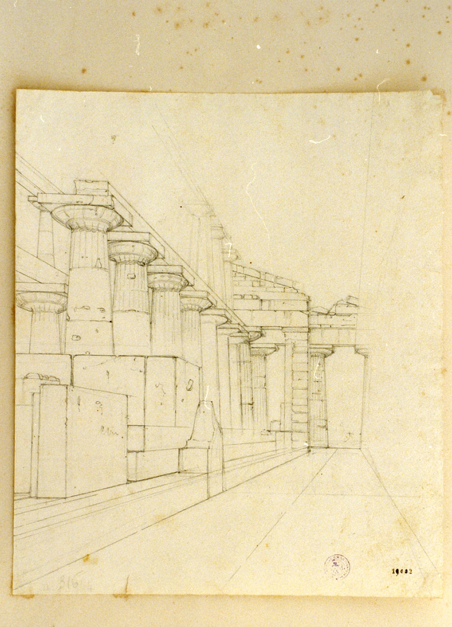 studio di colonnato del tempio di Paestum (disegno) di Gigante Giacinto (sec. XIX)