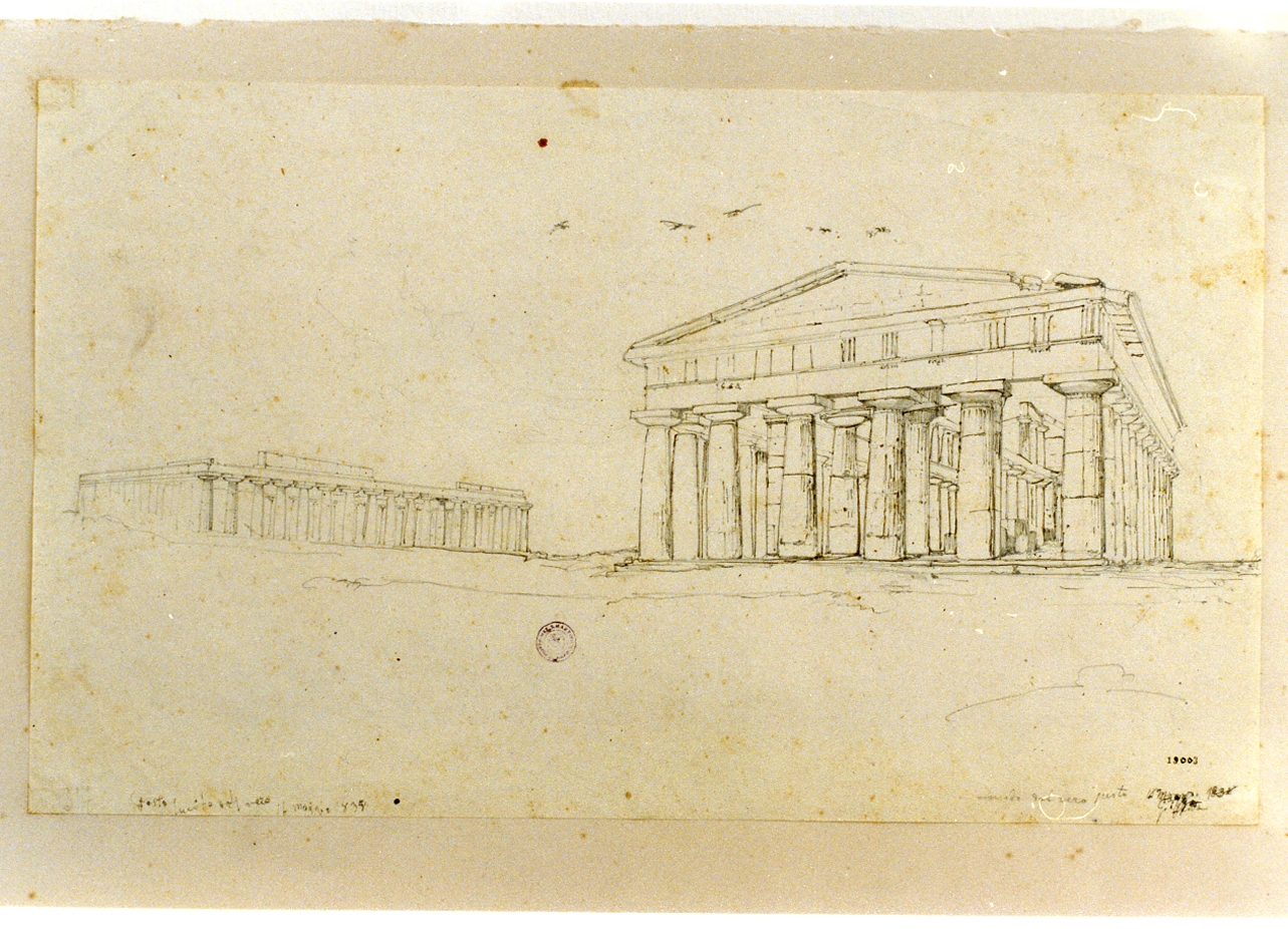 studio dei templi di Paestum (disegno) di Gigante Giacinto (sec. XIX)