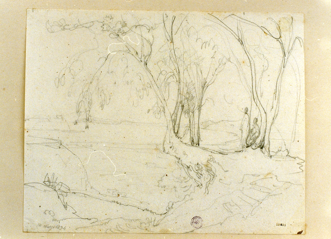 studio di paesaggio (disegno) di Gigante Giacinto (sec. XIX)