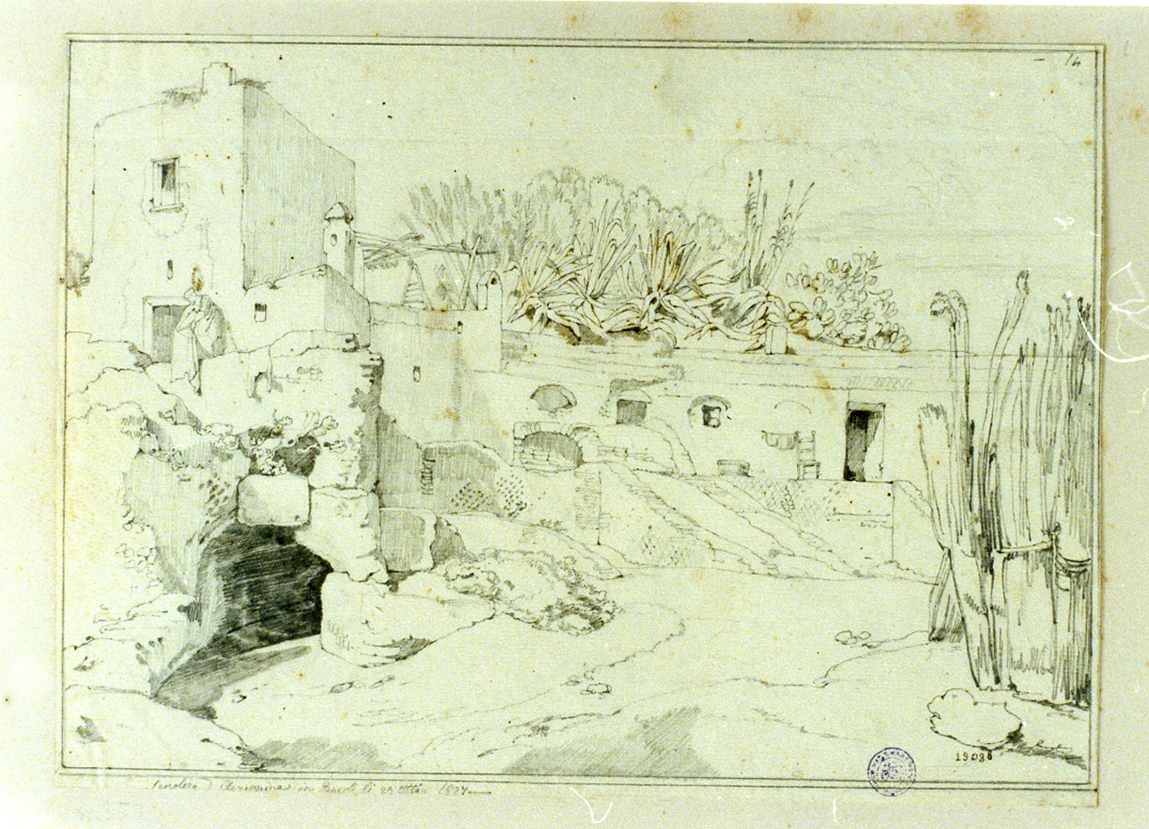 studio del sepolcro di Agrippina a Bacoli (disegno) di Gigante Giacinto (sec. XIX)