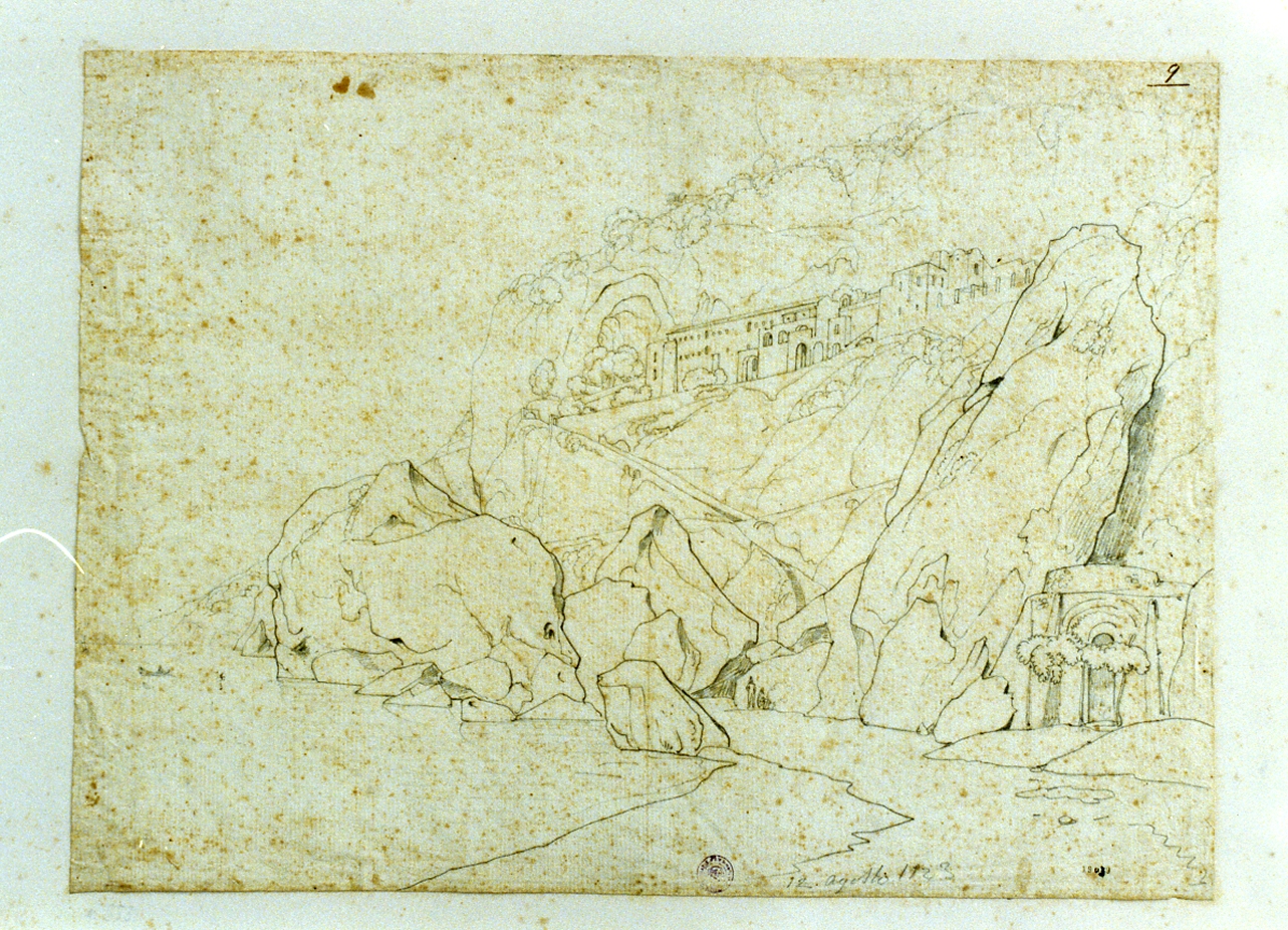 studio del convento dei Cappuccini ad Amalfi (disegno) di Gigante Giacinto (sec. XIX)