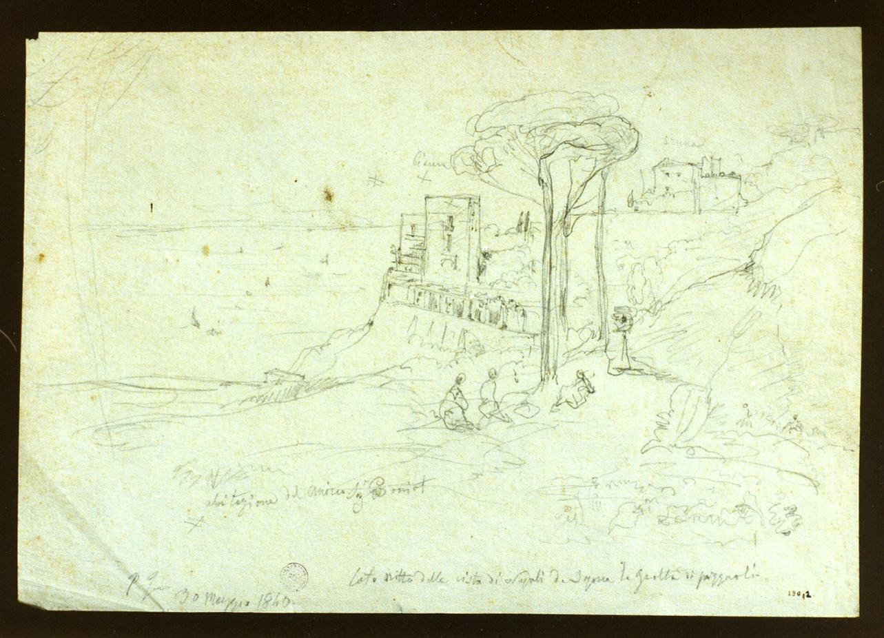 studio di veduta dalla grotta di Pozzuoli (disegno) di Gigante Giacinto (sec. XIX)