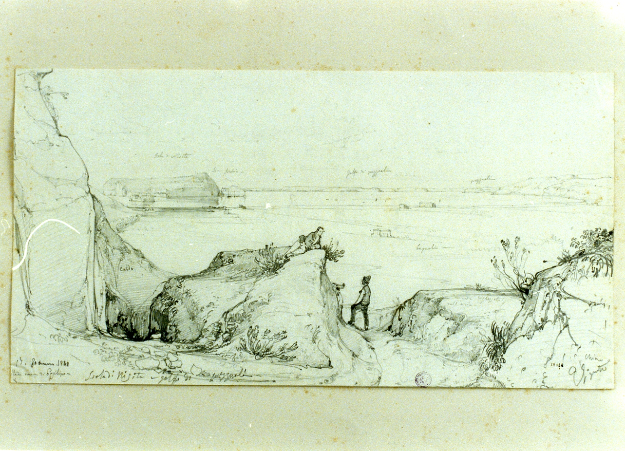 studio di veduta con Nisida (disegno) di Gigante Giacinto (sec. XIX)