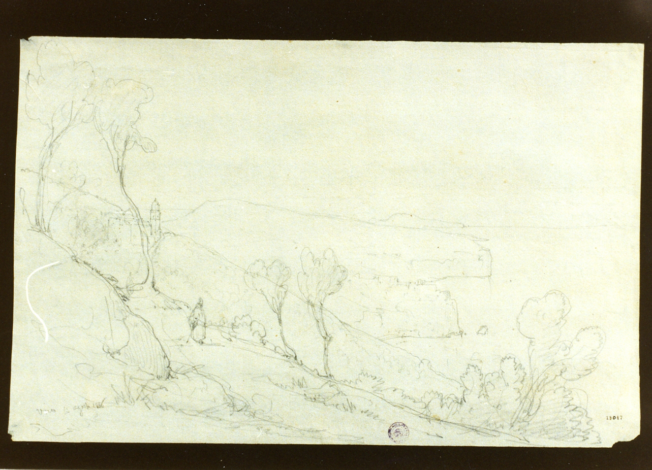 studio di veduta di Vico Equense (disegno) di Gigante Giacinto (sec. XIX)