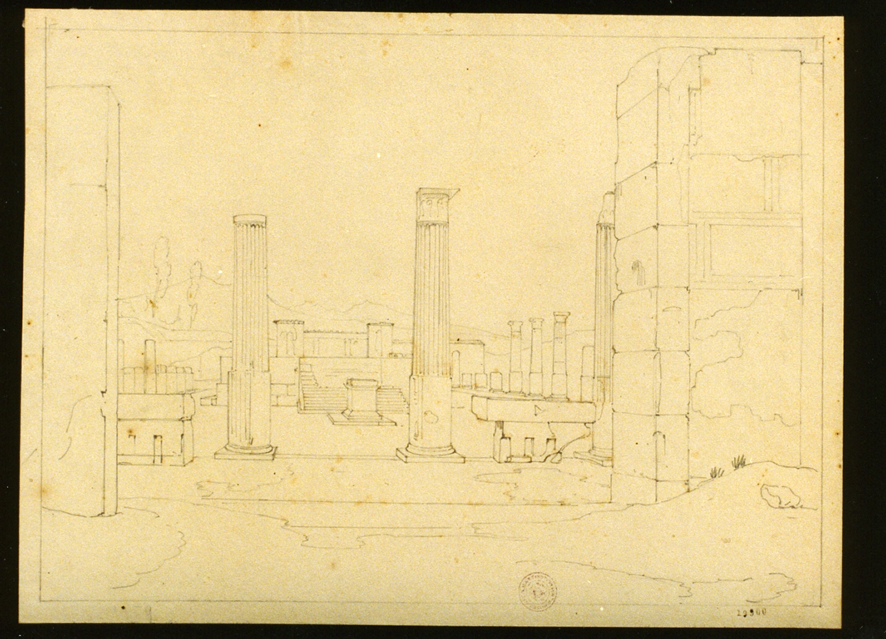 studio di tempio a Pompei (disegno) di Gigante Giacinto (sec. XIX)