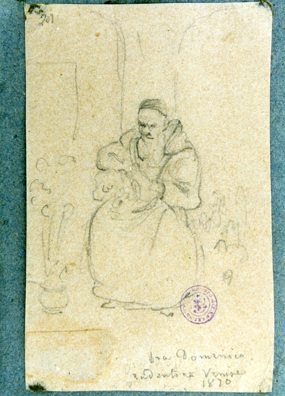 studio di monaco domenicano (disegno) di Vervloet Frans (secondo quarto sec. XIX)