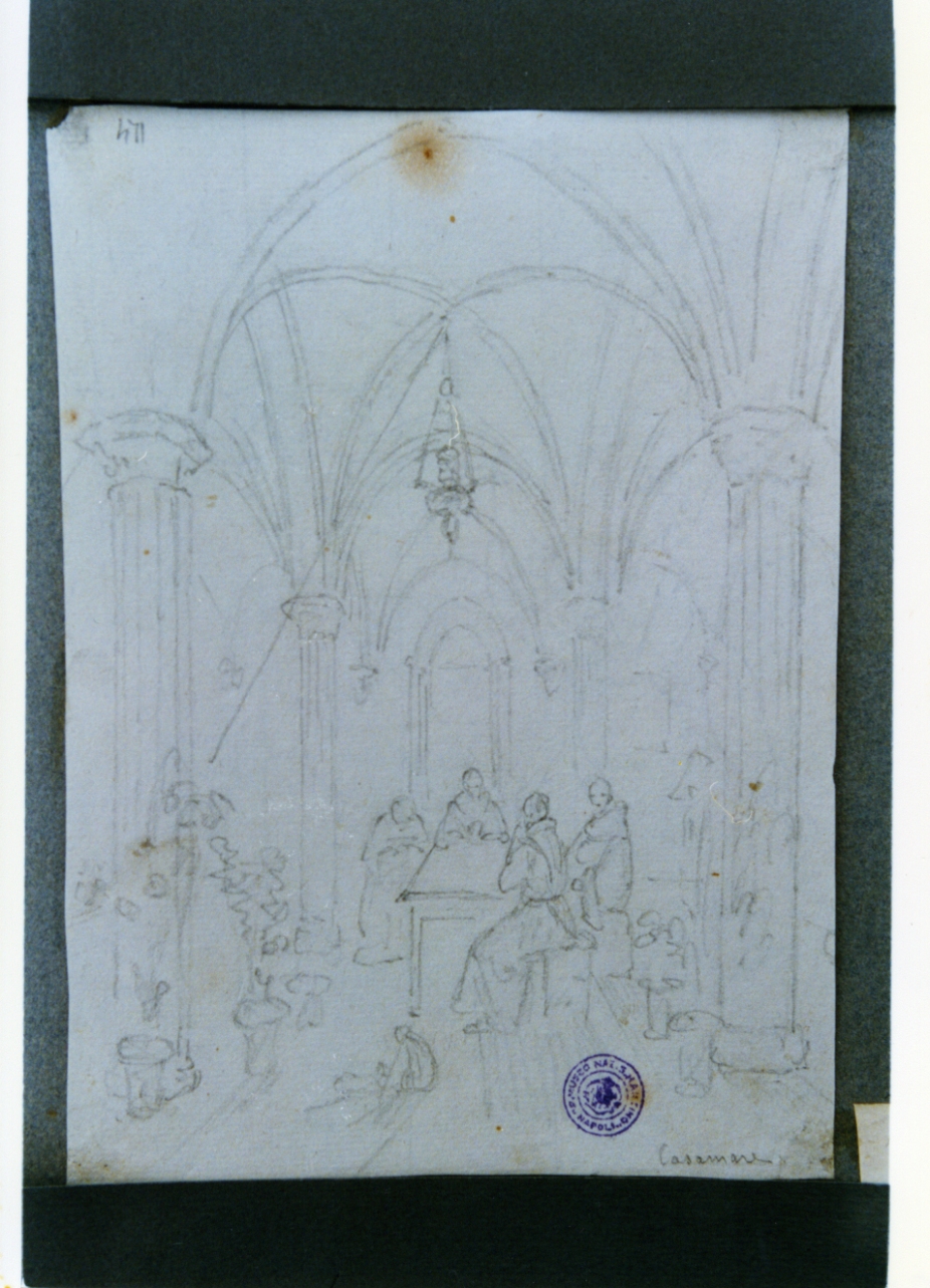 studio dell'interno della abbazia di Casamari (disegno) di Vervloet Frans (sec. XIX)