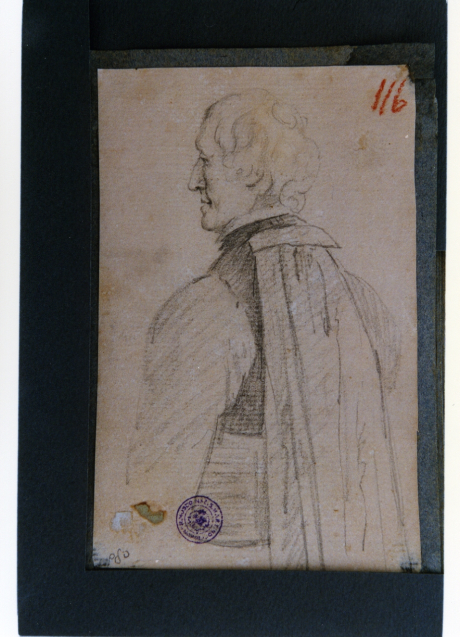 studio di figura maschile di spalle (disegno) di Vervloet Frans (secondo quarto sec. XIX)