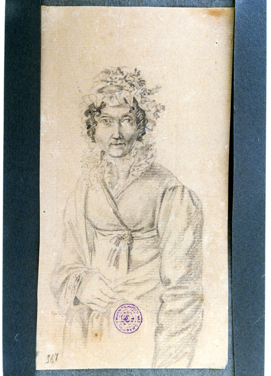 studio di figura femminile con cappello (disegno) di Vervloet Frans (secondo quarto sec. XIX)