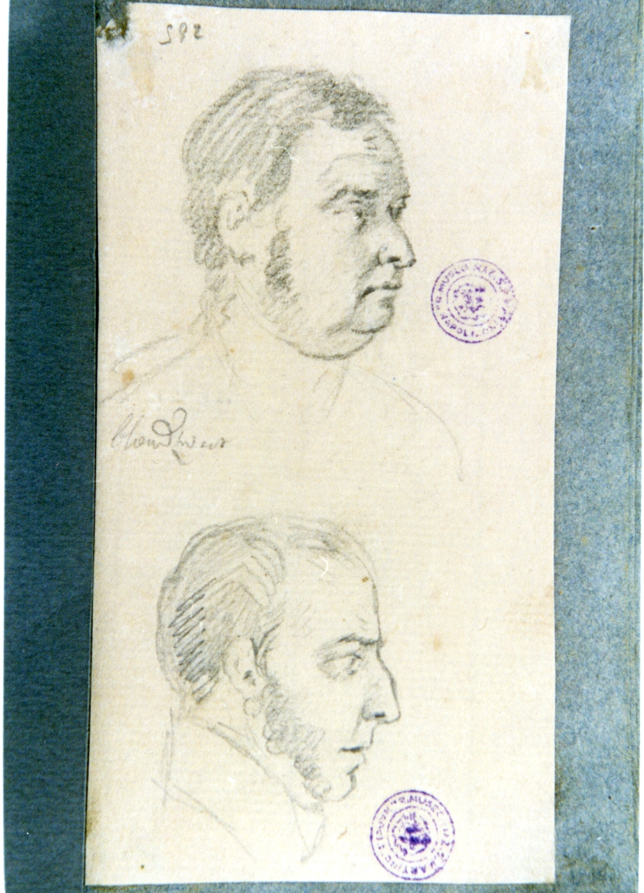 studio di volti maschili di profilo (disegno) di Vervloet Frans (secondo quarto sec. XIX)