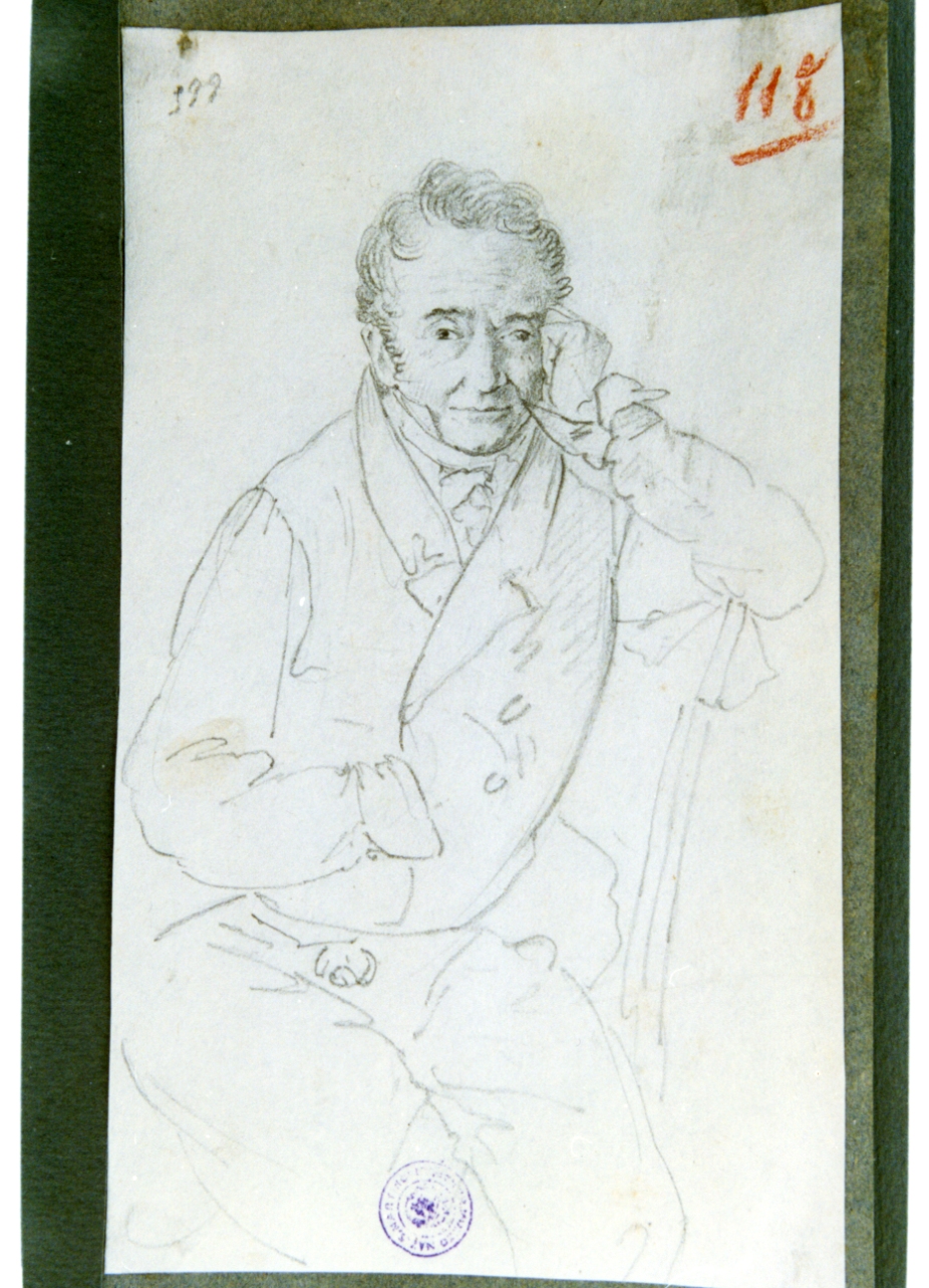 studio di figura maschile seduta (disegno) di Vervloet Frans (secondo quarto sec. XIX)