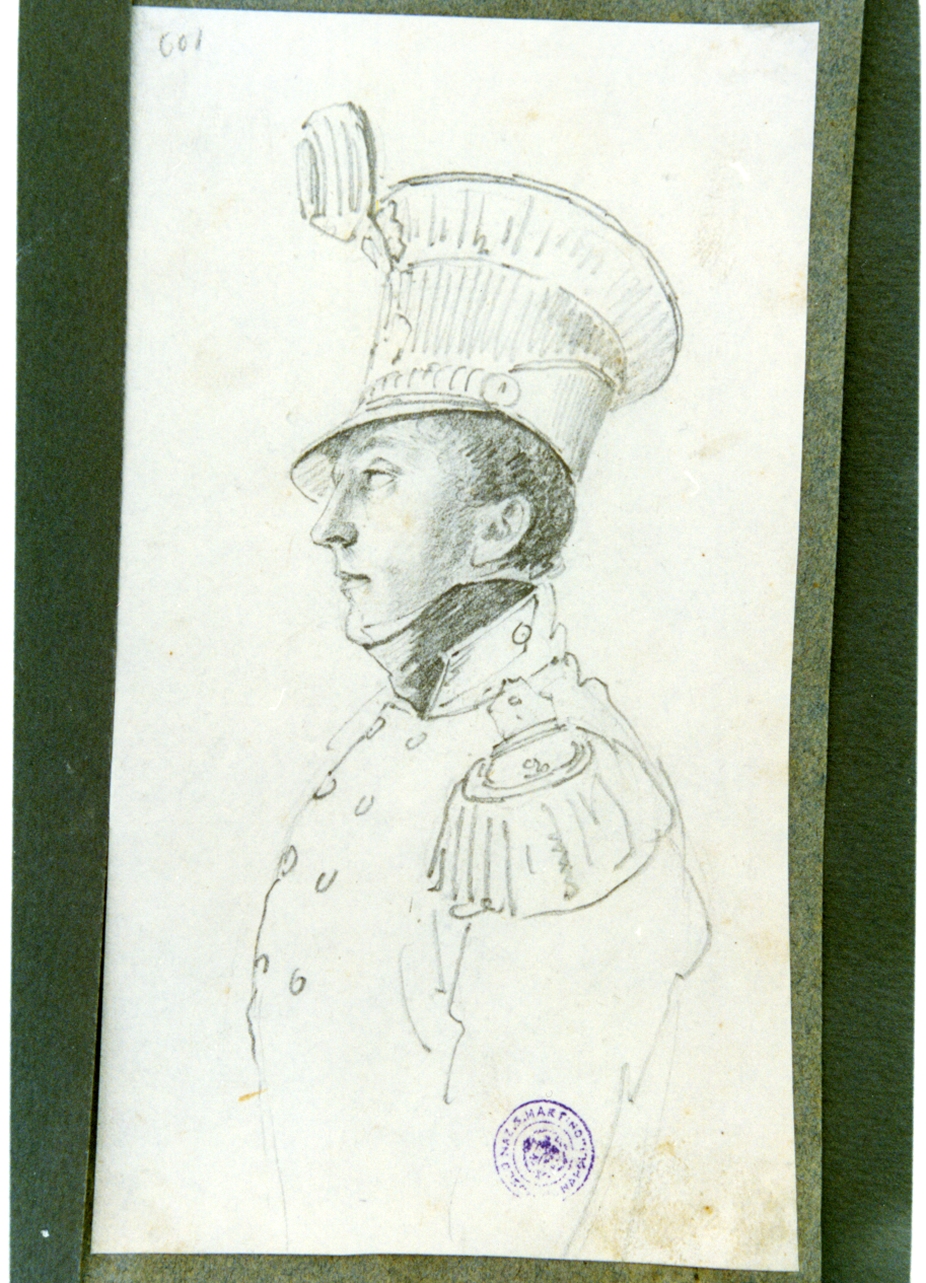 studio di militare di profilo (disegno) di Vervloet Frans (secondo quarto sec. XIX)