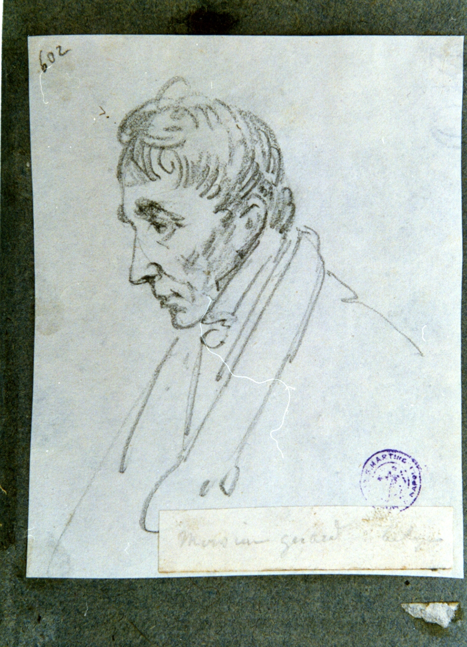 studio di volto maschile di profilo (disegno) di Vervloet Frans (secondo quarto sec. XIX)