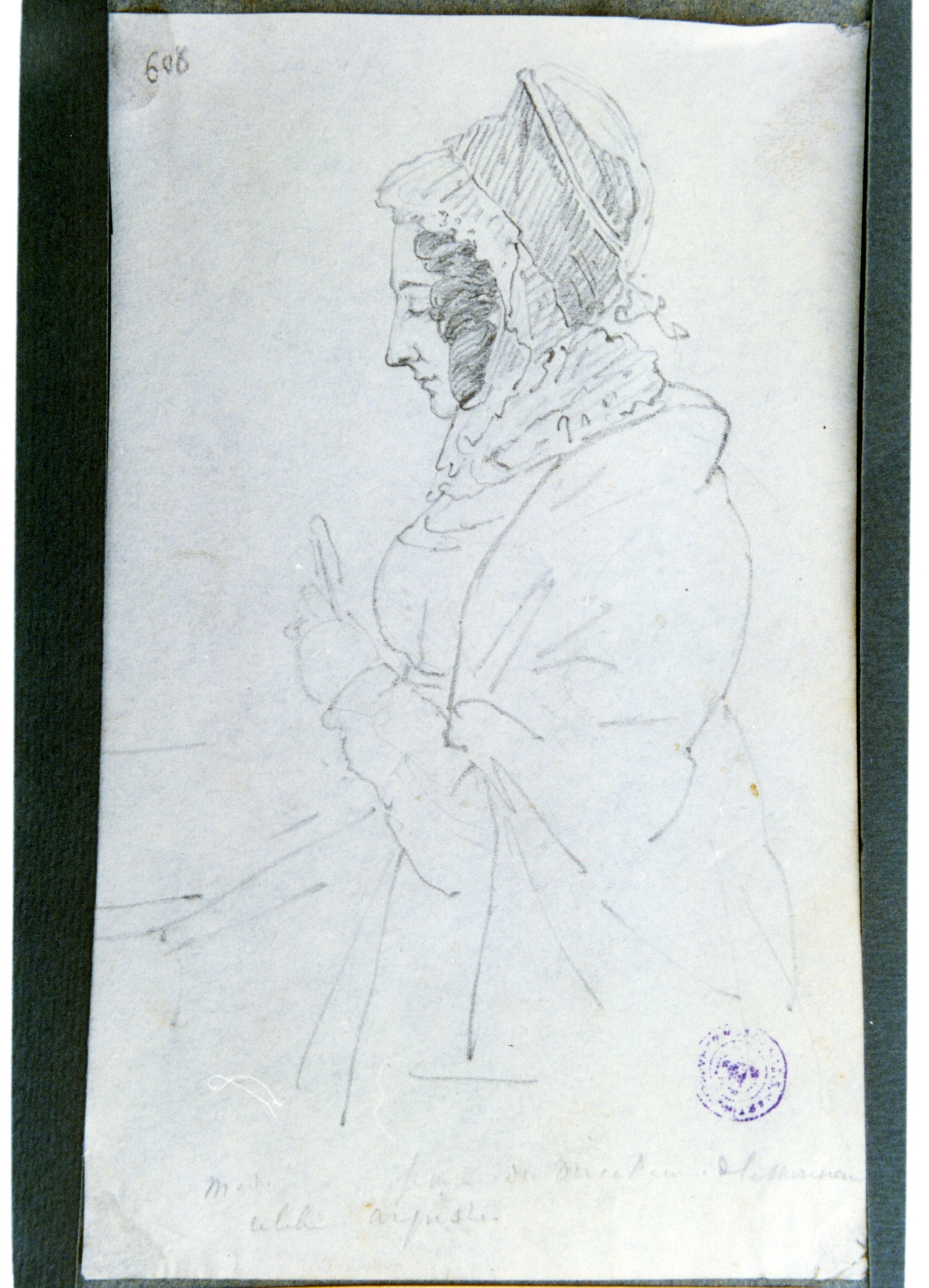 studio di figura femminile con cappello (disegno) di Vervloet Frans (secondo quarto sec. XIX)