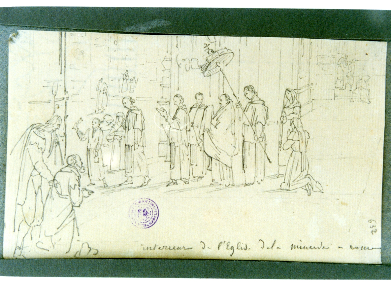 studio di processione nella chiesa della Minerva (disegno) di Vervloet Frans (secondo quarto sec. XIX)