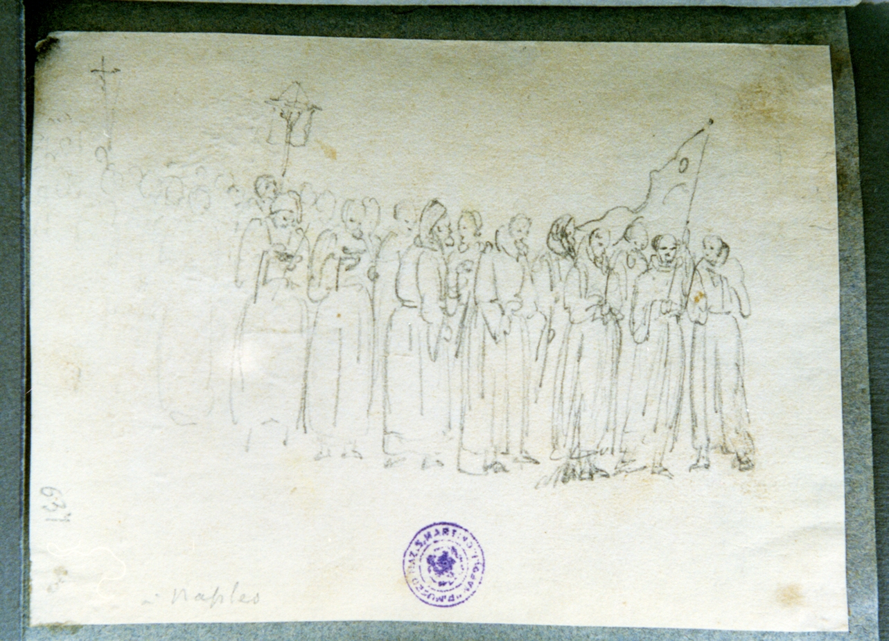 studio di processione a Napoli (disegno) di Vervloet Frans (secondo quarto sec. XIX)