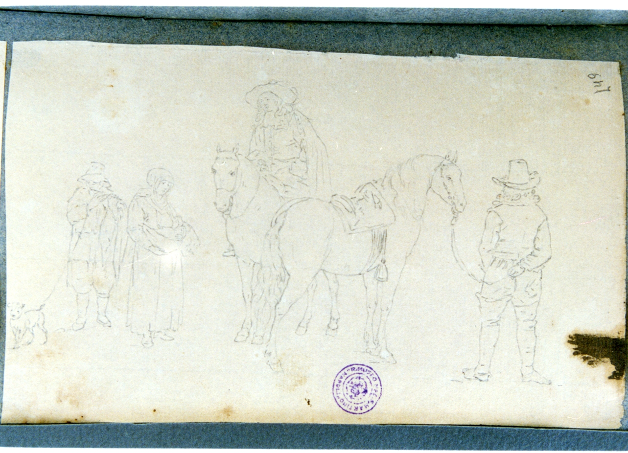 studio di figure e cavalli (disegno) di Vervloet Frans (secondo quarto sec. XIX)