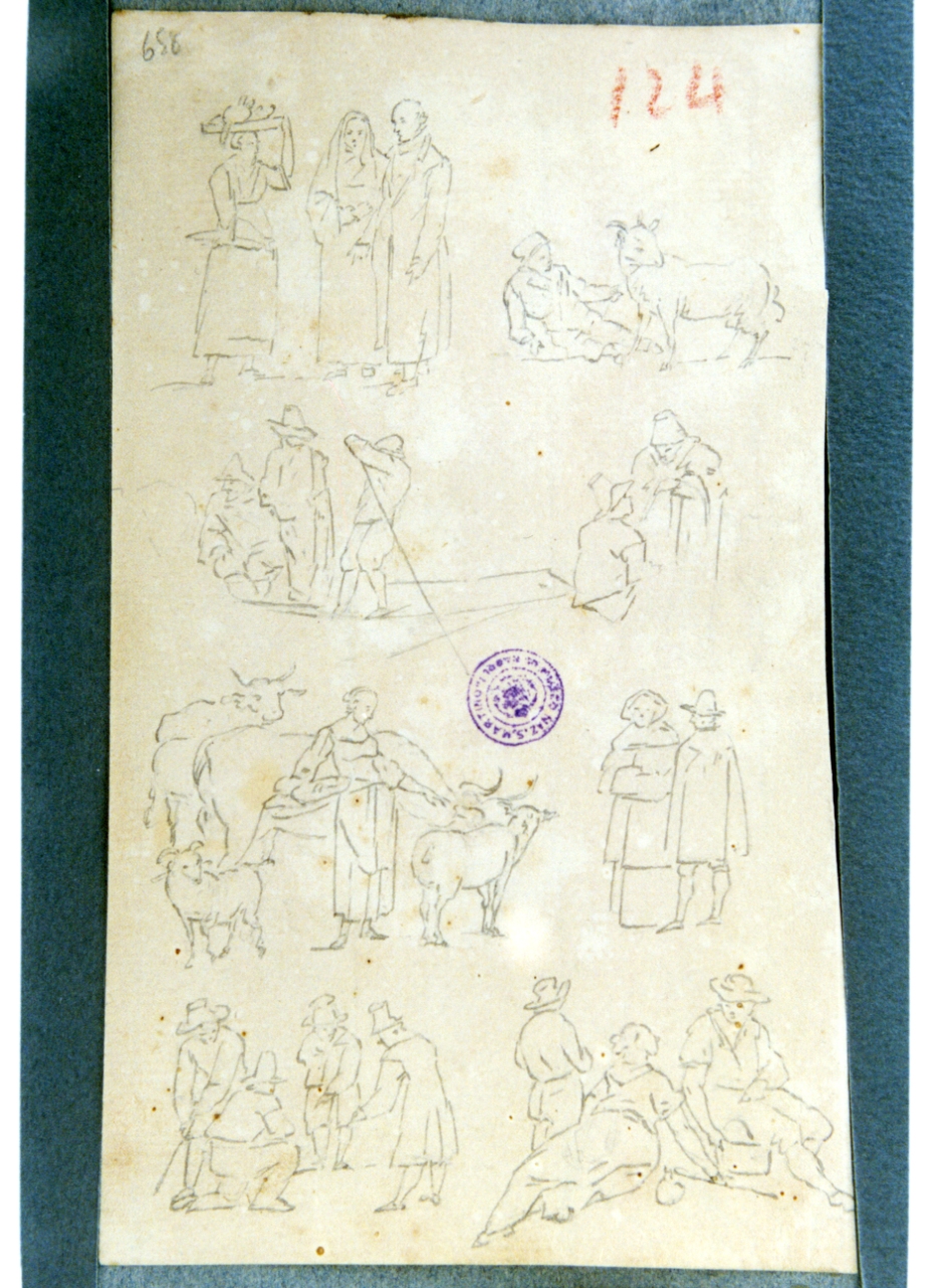 studio di figure varie (disegno) di Vervloet Frans (secondo quarto sec. XIX)