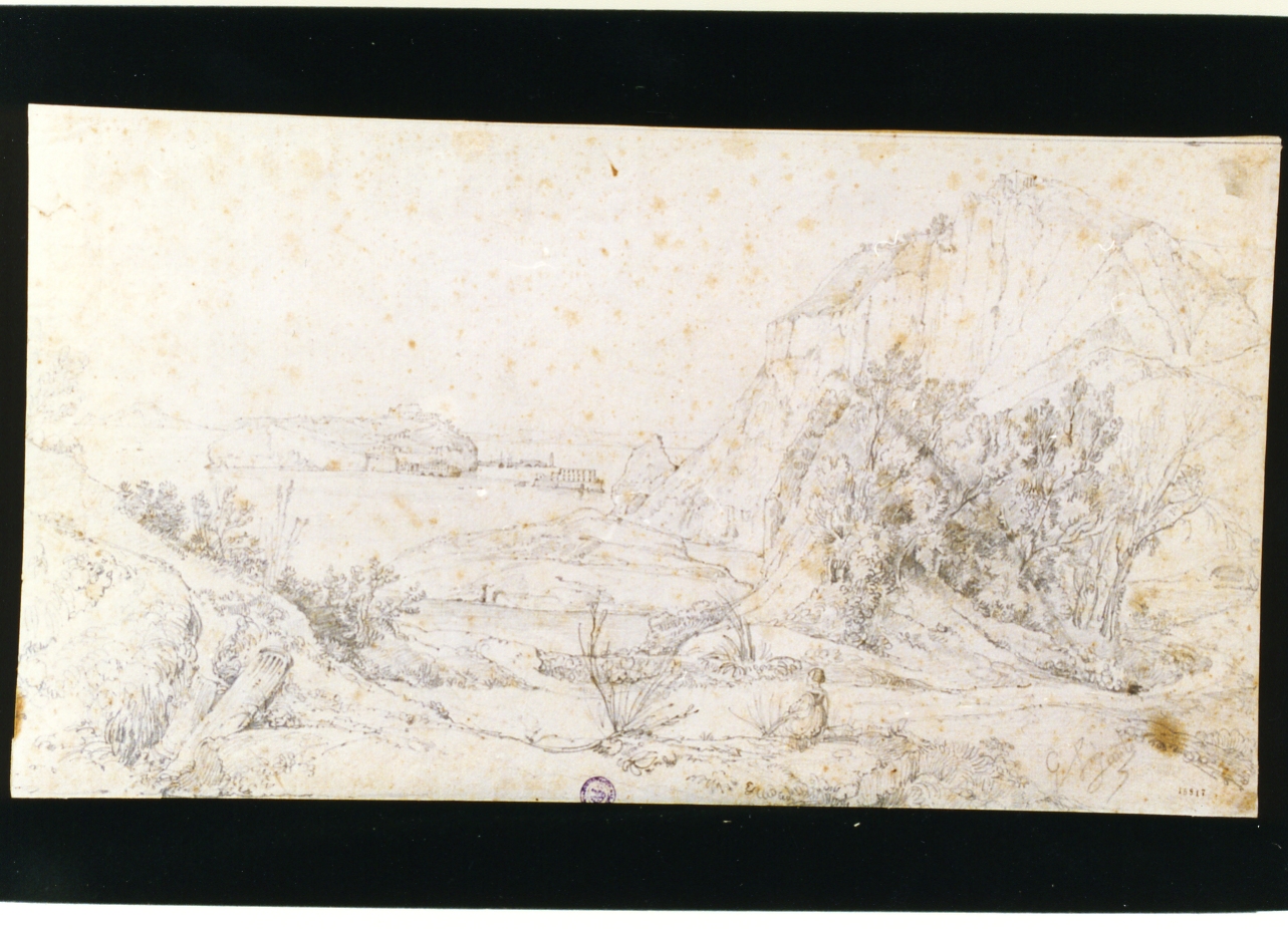 veduta di Nisida da Trentaremi (disegno) di Gigante Giacinto (sec. XIX)