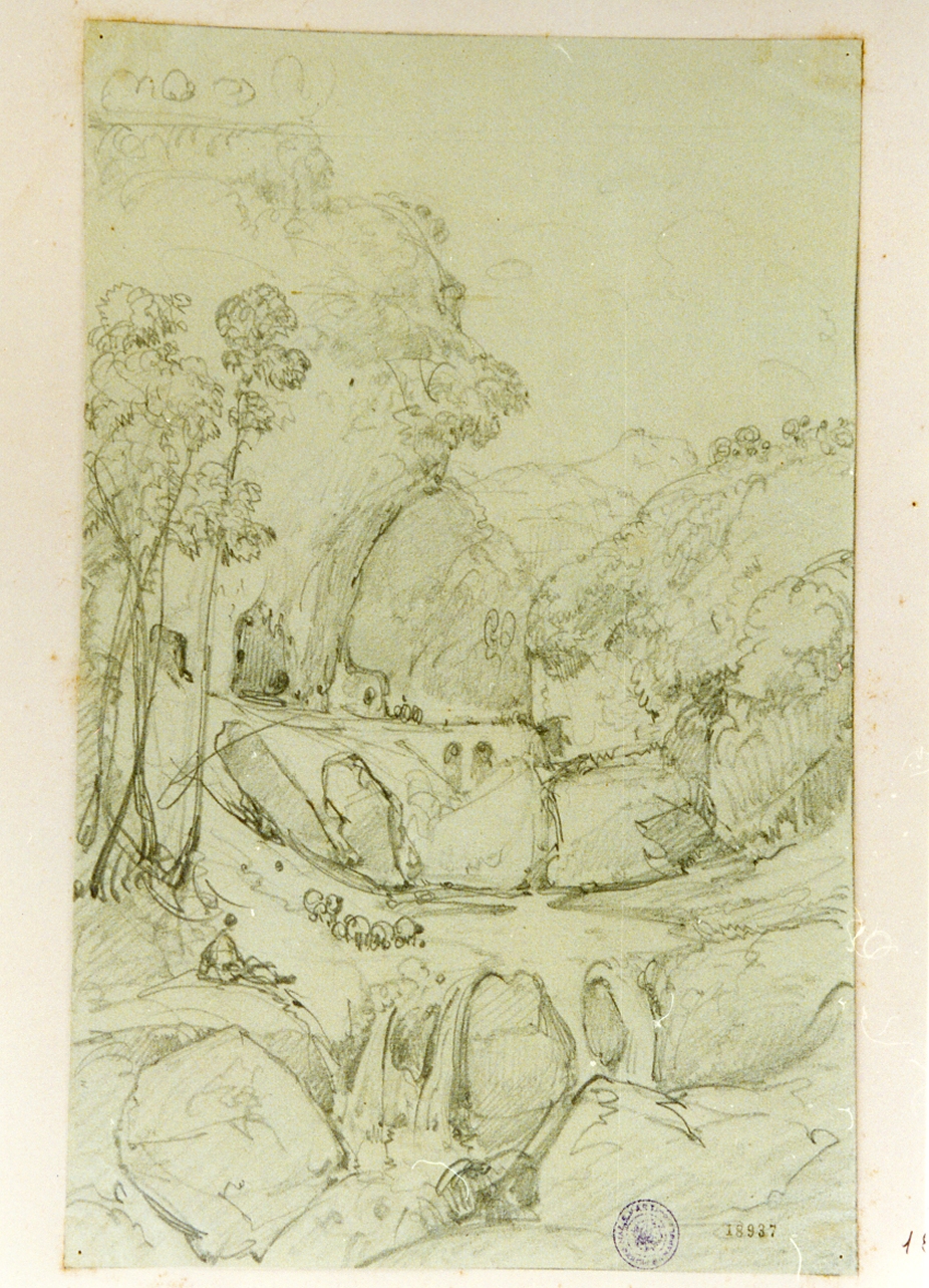 studio di paesaggio presso Cava (disegno) di Gigante Giacinto (sec. XIX)