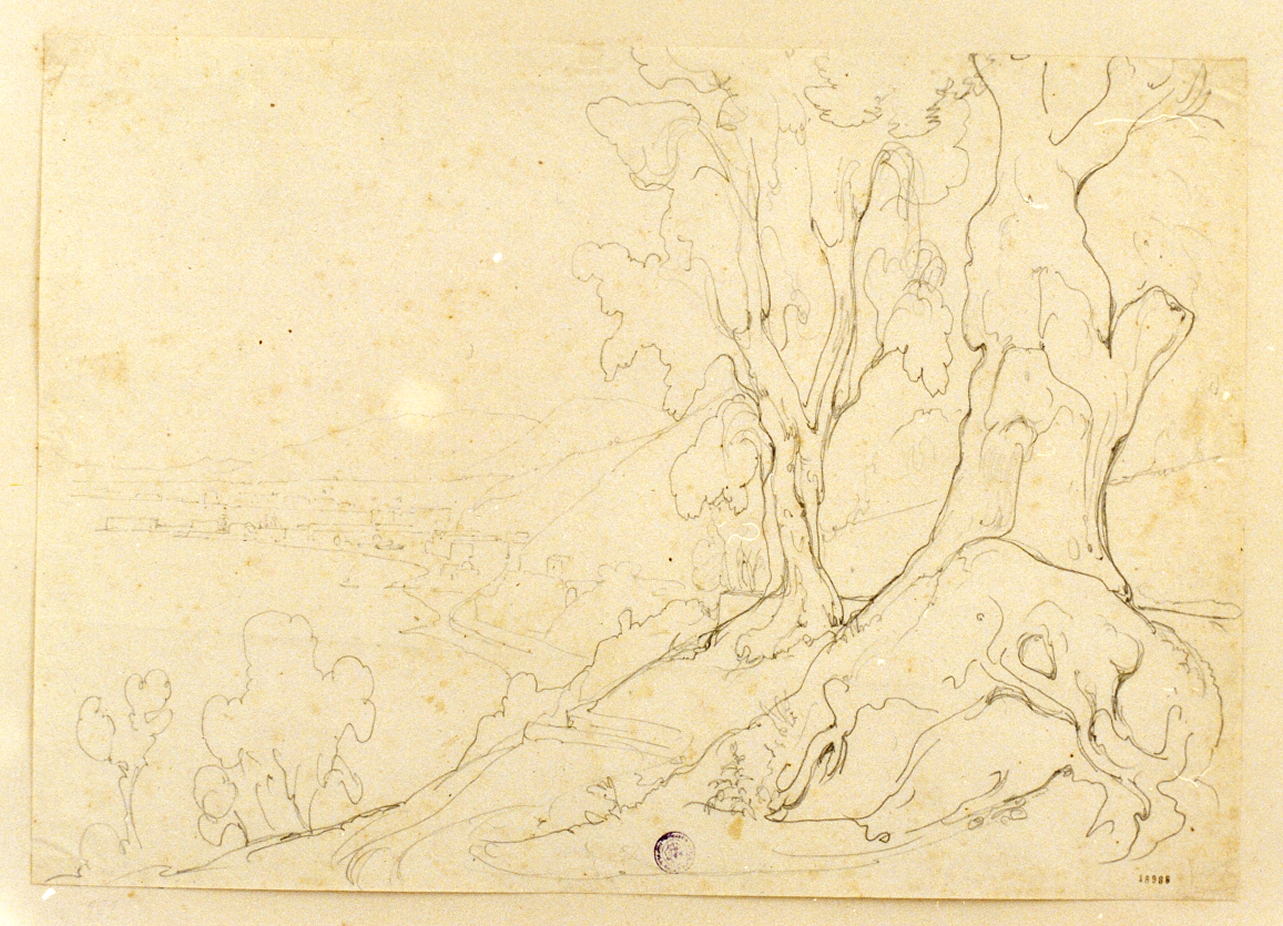 studio di paesaggio costiero (disegno) di Gigante Giacinto (sec. XIX)