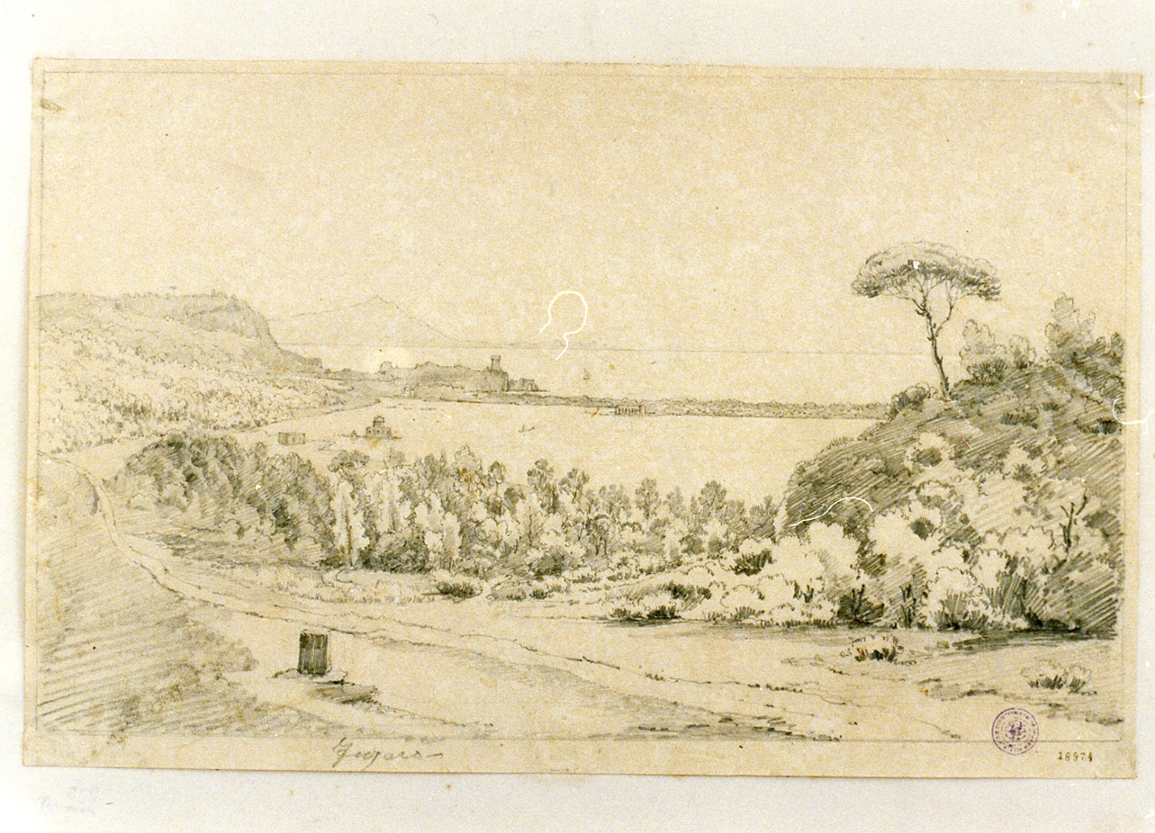 veduta del lago Fusaro (disegno) di Gigante Giacinto (sec. XIX)