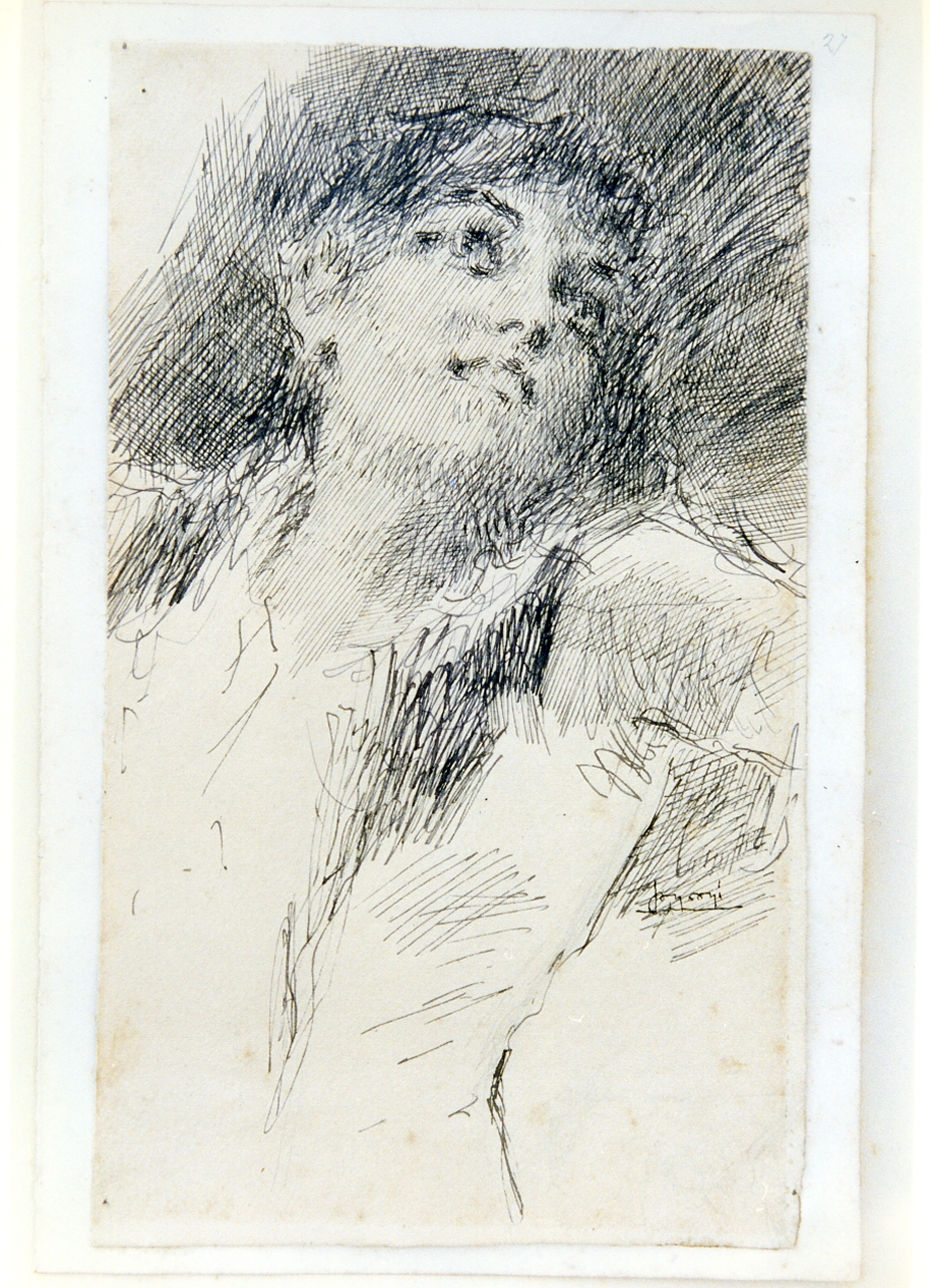 studio di volto femminile (disegno) di Conconi Luigi (sec. XIX)