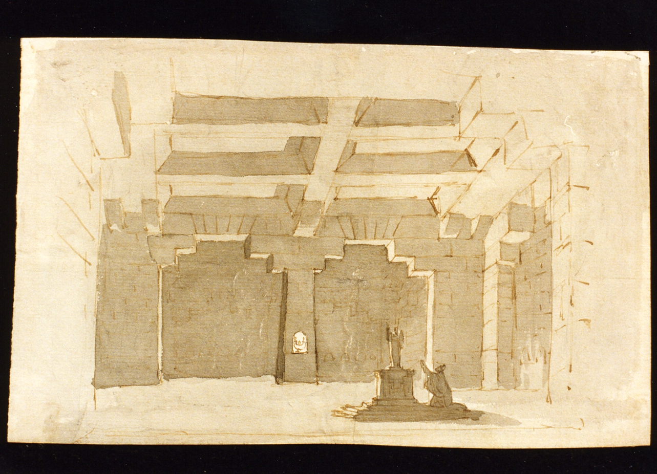 bozzetto di scenografia con architetture egiziane (disegno) di Niccolini Antonio (scuola) (sec. XIX)