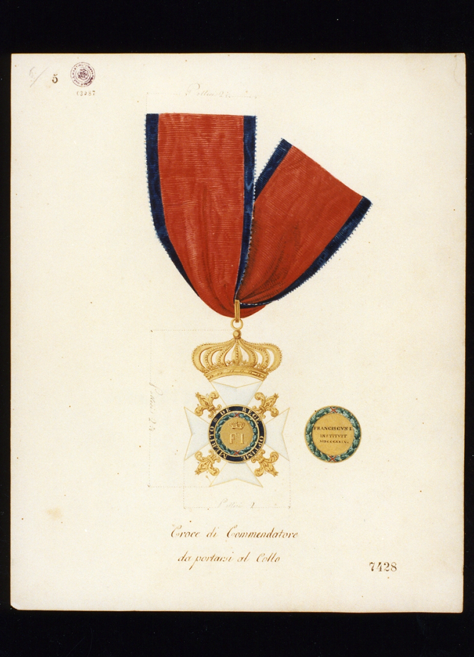 croce di commendatore (disegno) - ambito napoletano (sec. XIX)