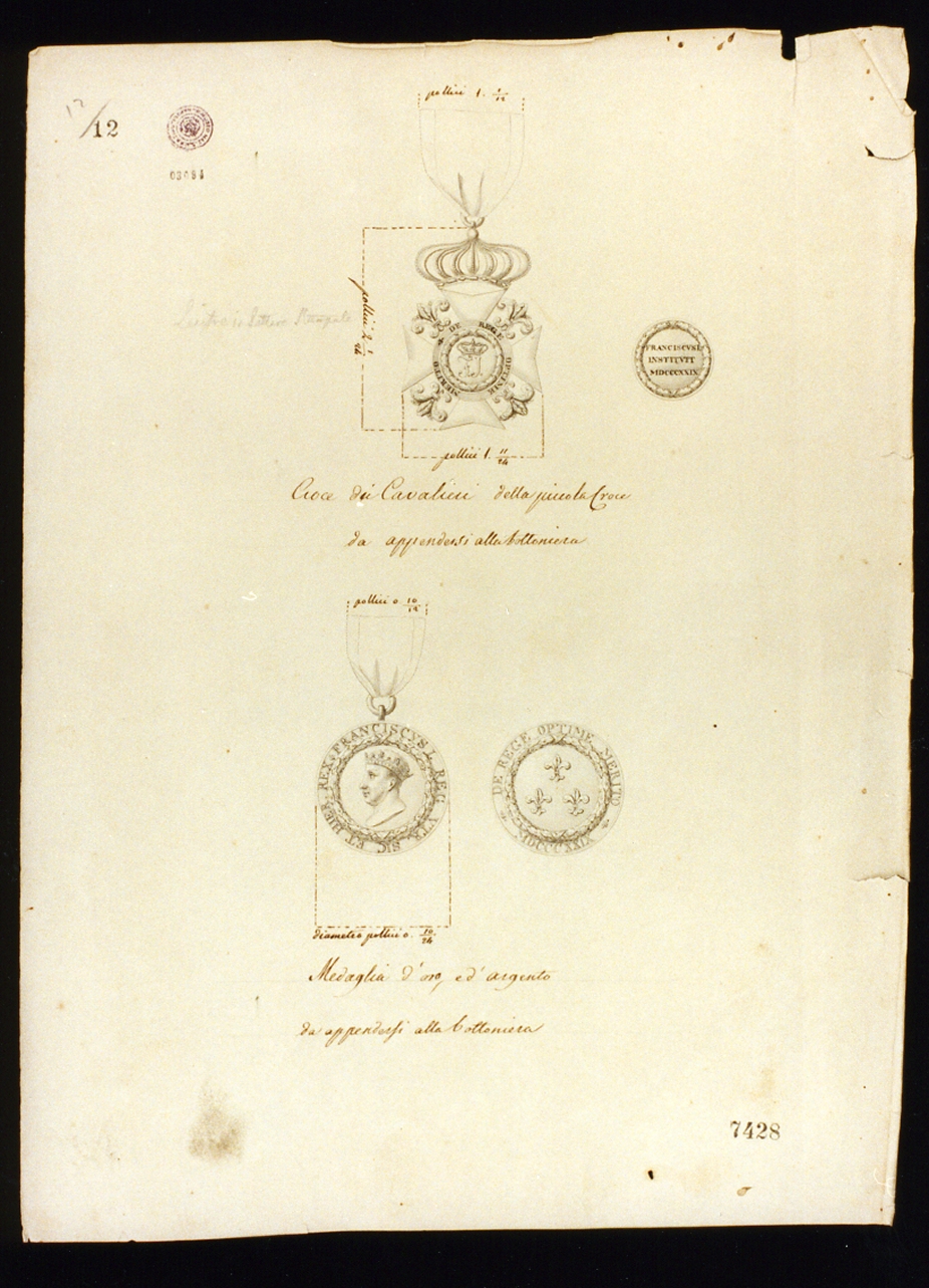 medaglia commemorativa (disegno) - ambito napoletano (sec. XIX)