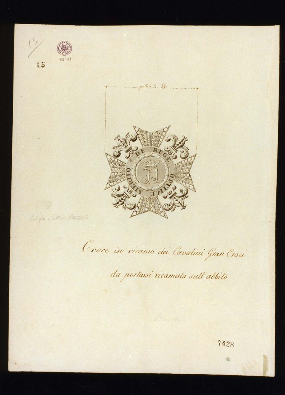 croce dei cavalieri (disegno) - ambito napoletano (sec. XIX)