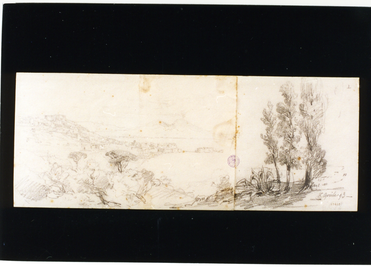 golfo di Napoli (disegno) di Lanza Giovanni Giordano (sec. XIX)