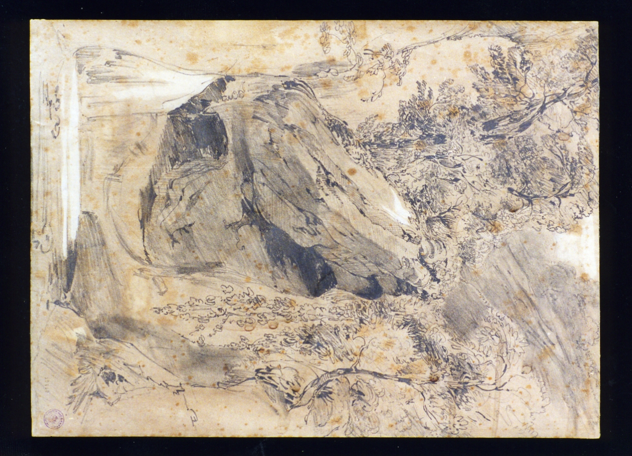 paesaggio roccioso (disegno) di Lanza Giovanni Giordano (seconda metà sec. XIX)
