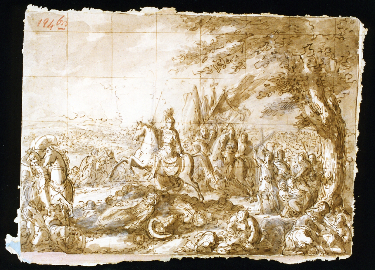 strage dopo una battaglia (disegno) di De Vivo Tommaso (sec. XIX)