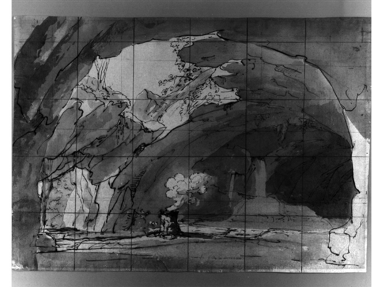 caverna (disegno, elemento d'insieme) di Niccolini Antonio (sec. XIX)